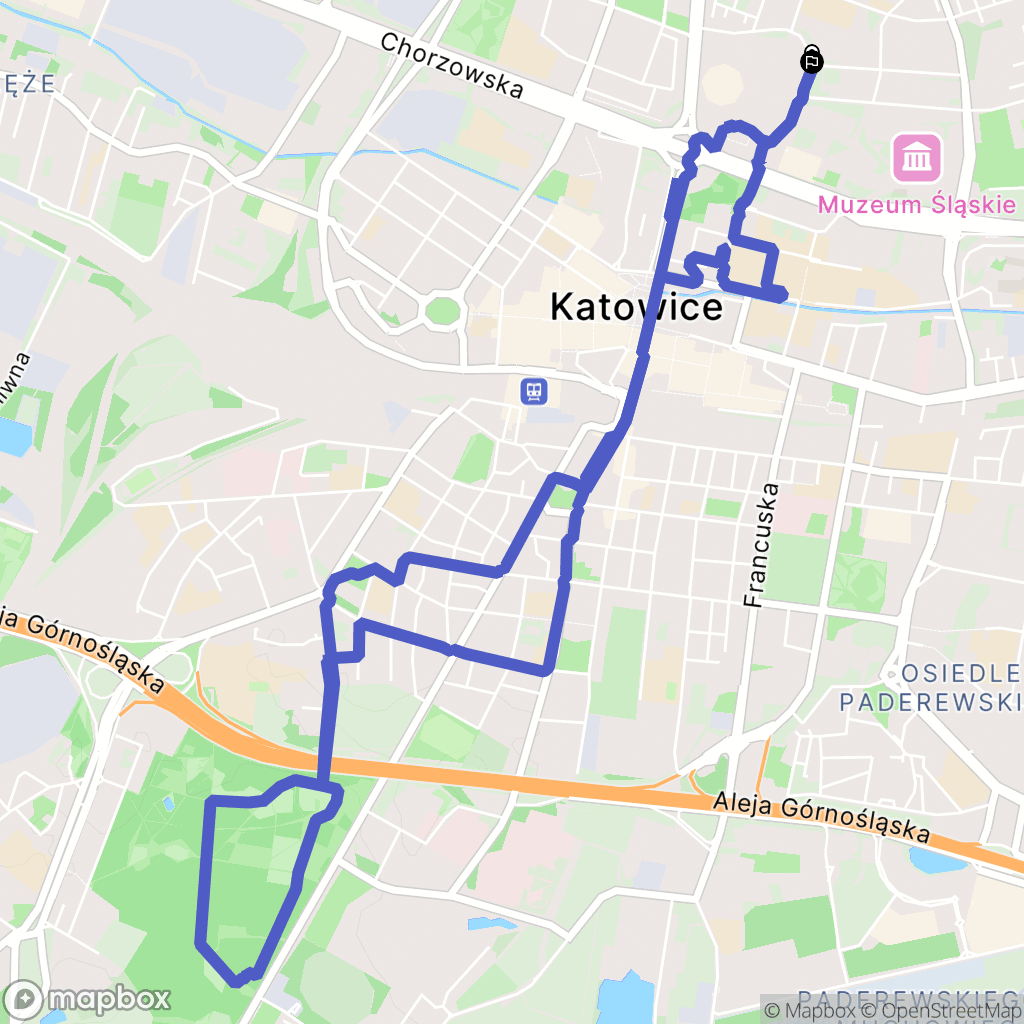Katowice: mapa trasy - Poland