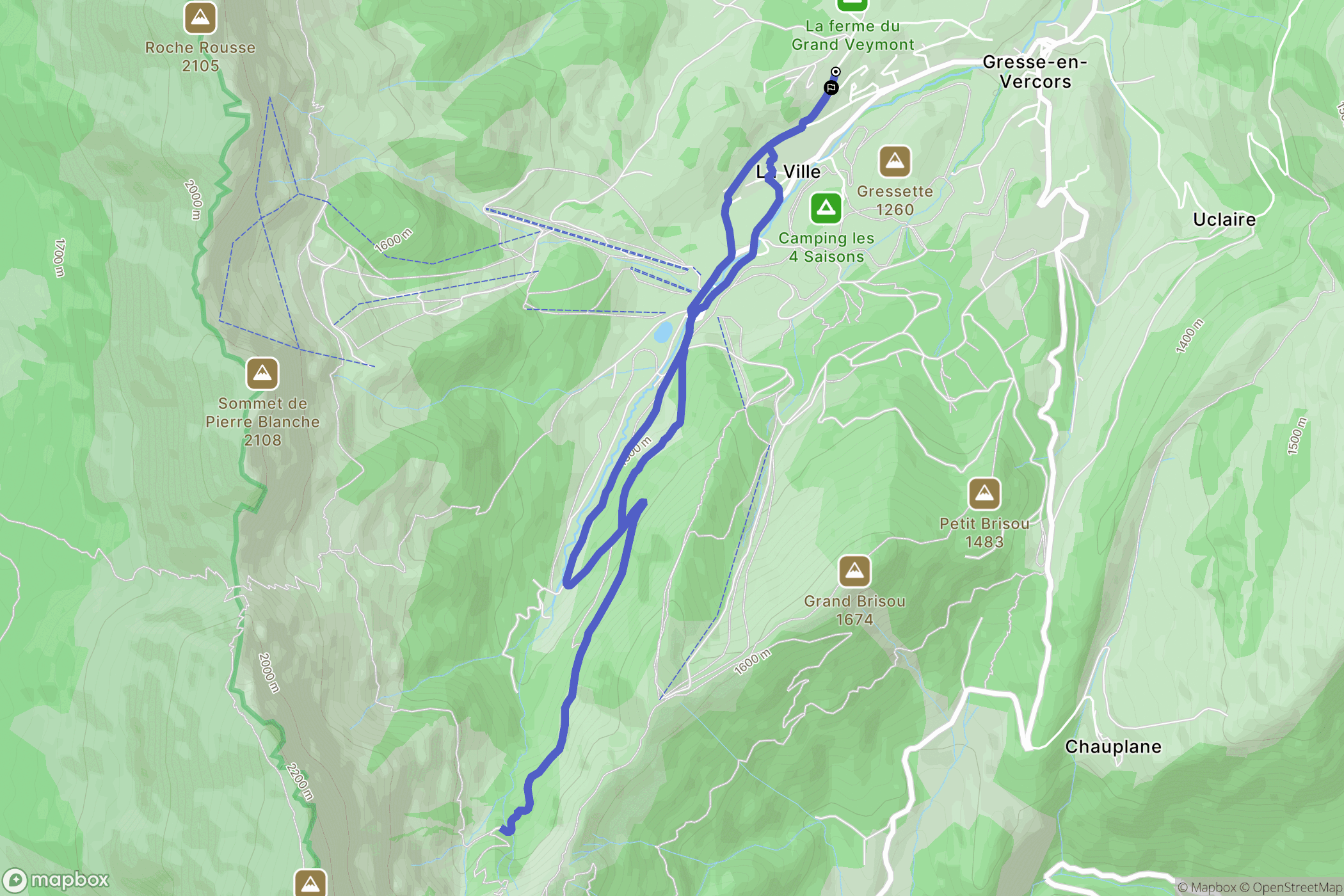 Gresse-en-Vercors : carte du parcours de randonnée - France