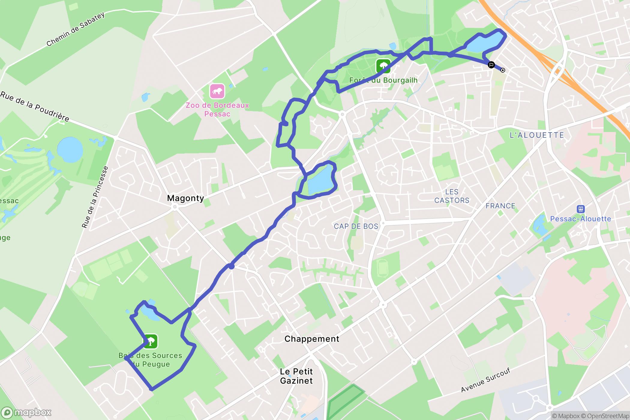 Pessac : carte du parcours de randonnée - France
