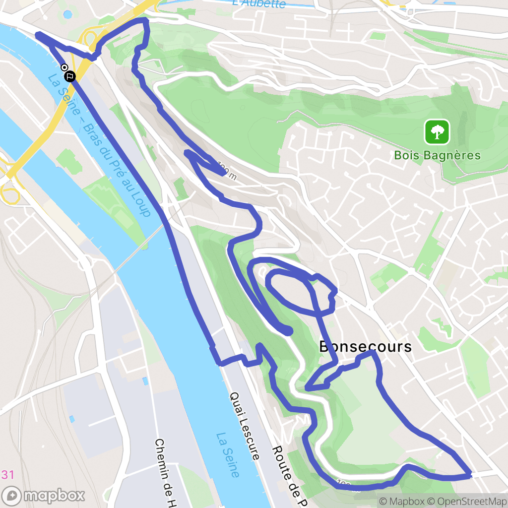 Rouen : carte du parcours de randonnée - France