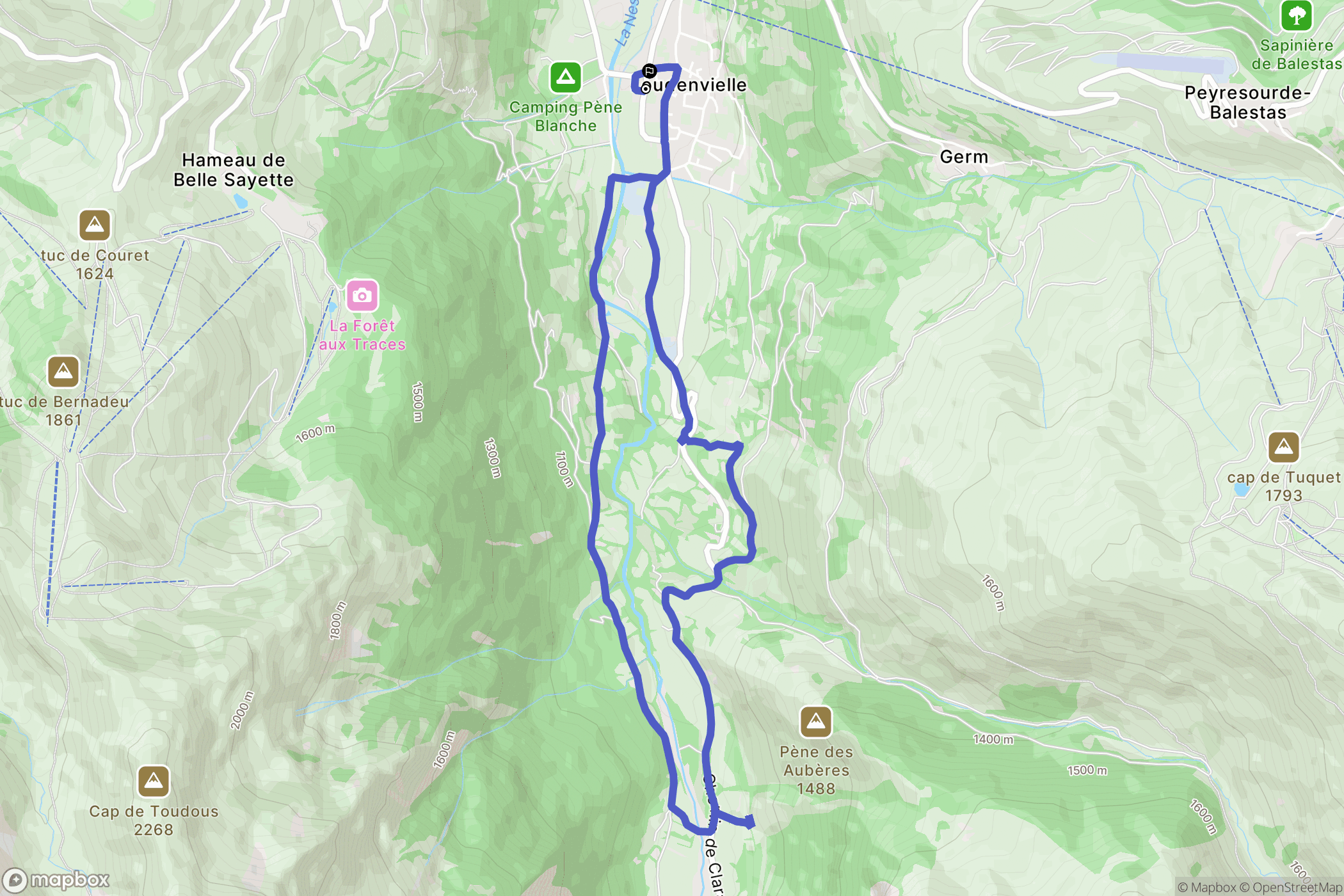 Loudenvielle : carte du parcours de randonnée - France