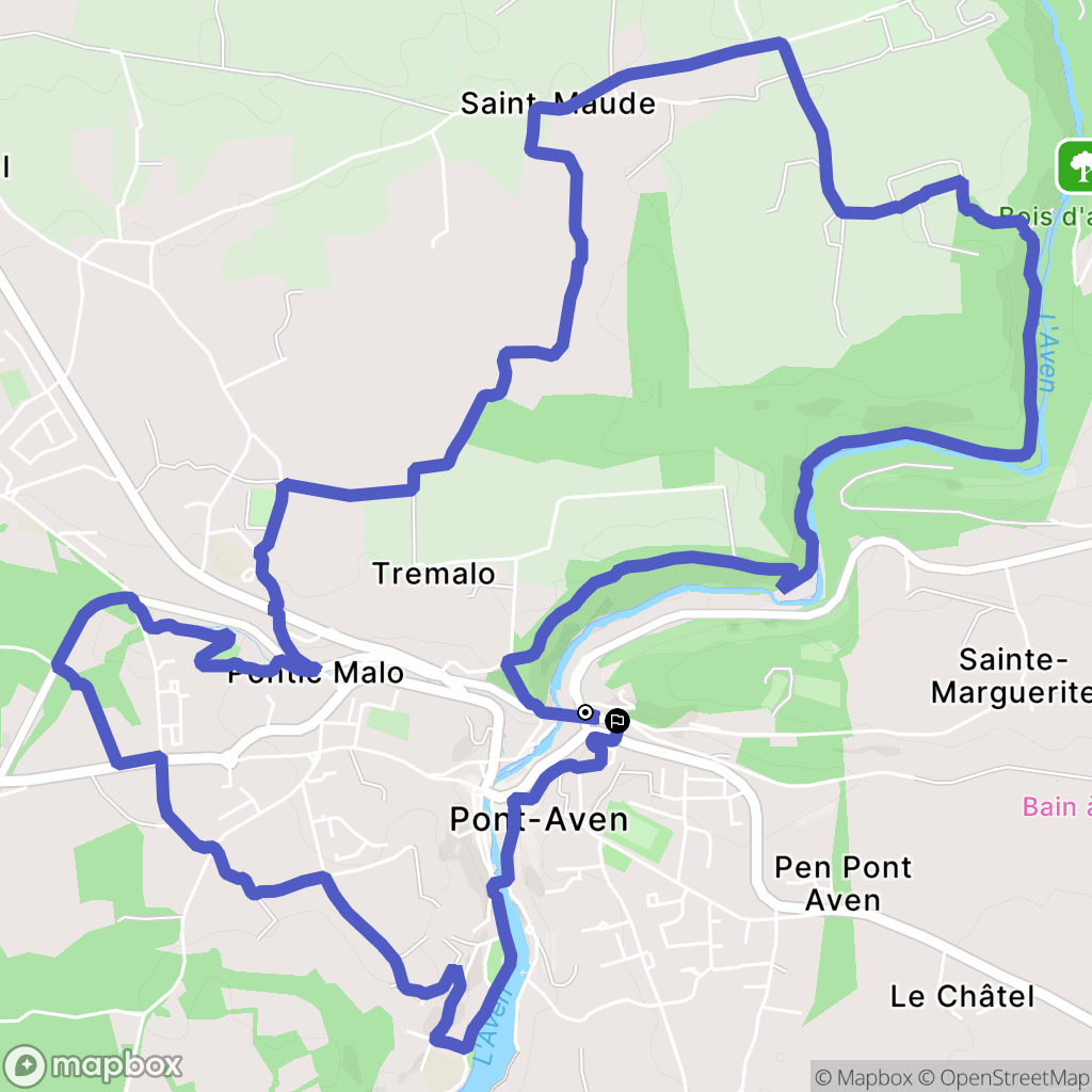 Pont-Aven : carte du parcours de randonnée - France