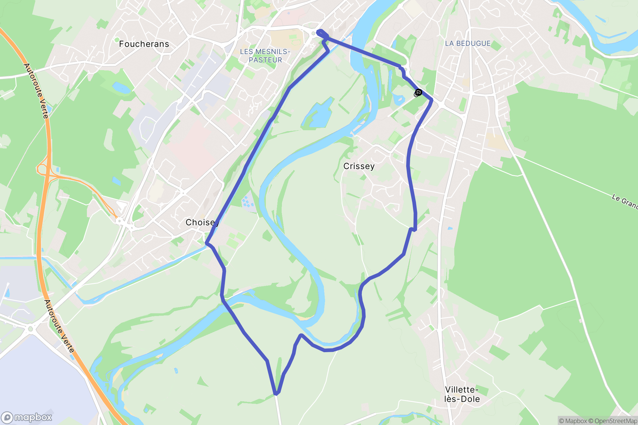 Dole : carte du parcours de randonnée - France