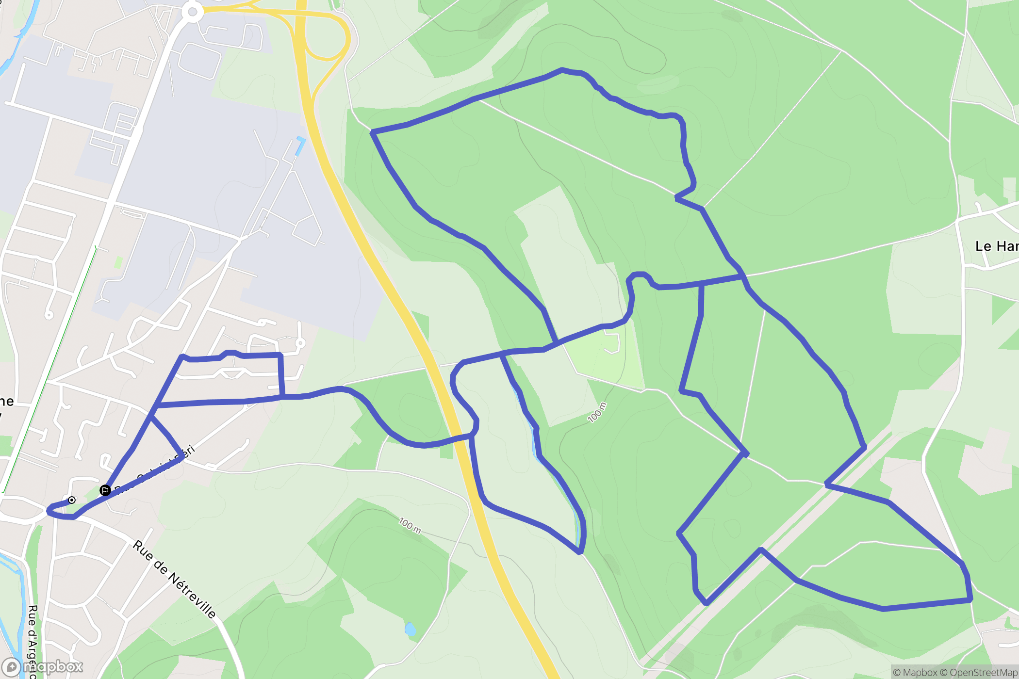 Gravigny : carte du parcours de randonnée - France