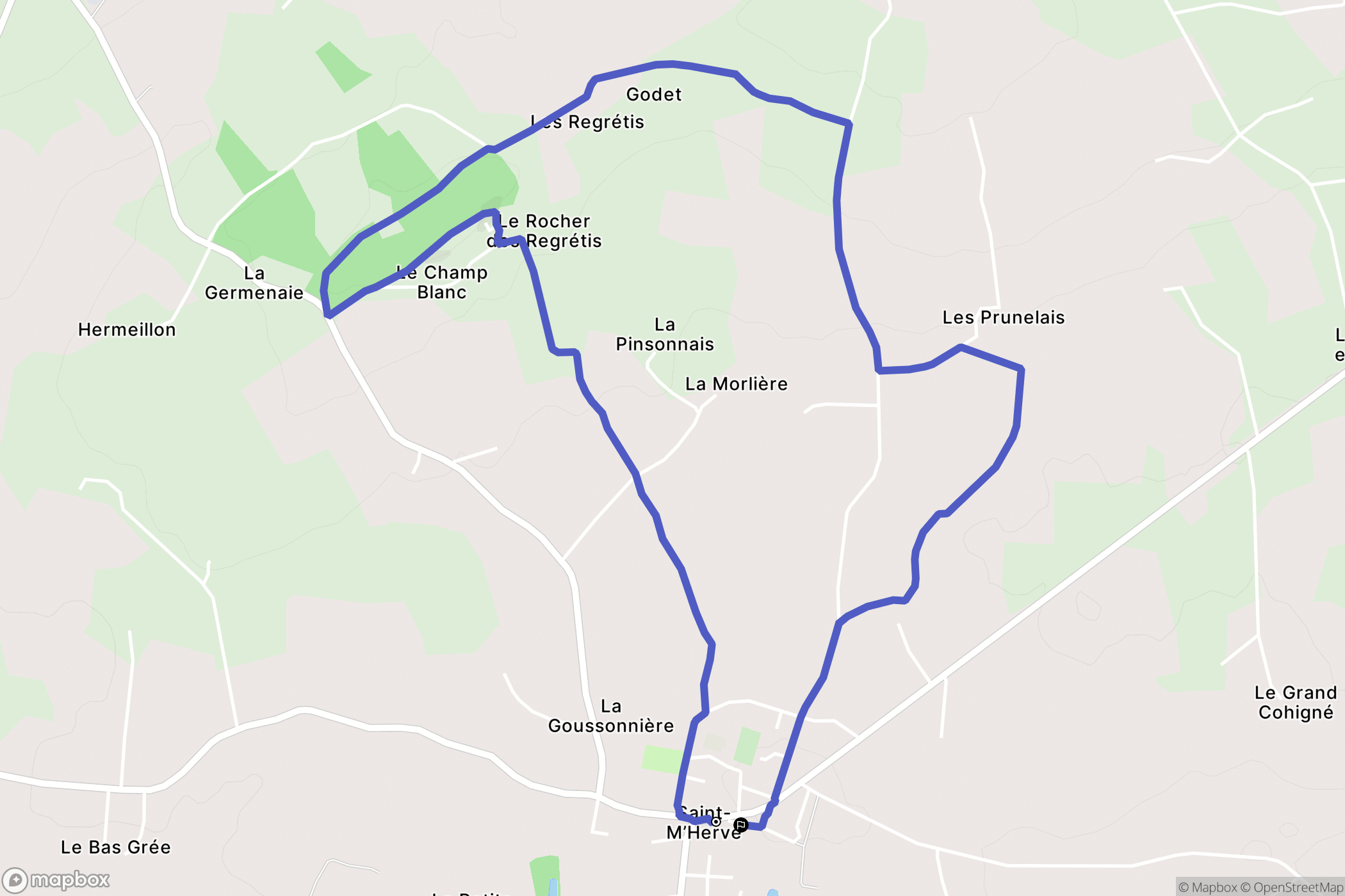 Saint-M'Hervé : carte du parcours de randonnée - France