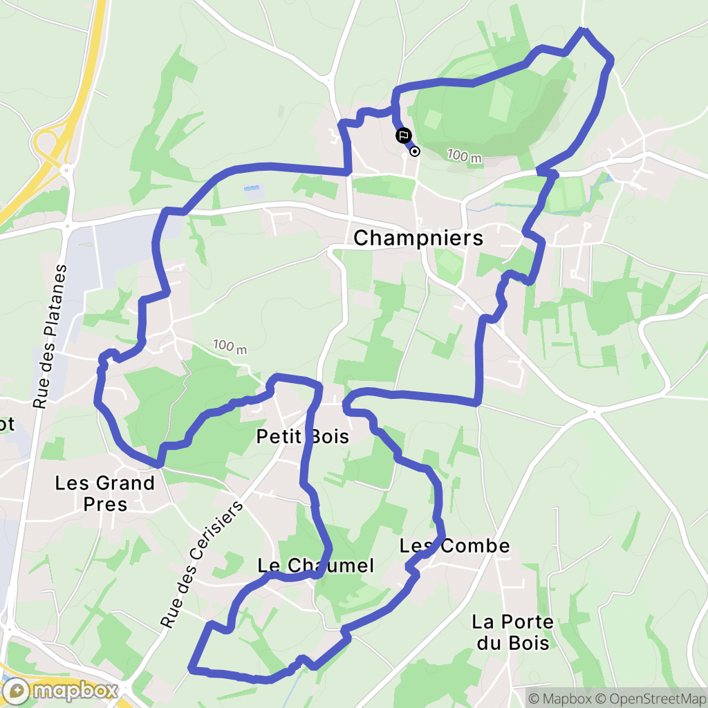Champniers : carte du parcours de randonnée - France
