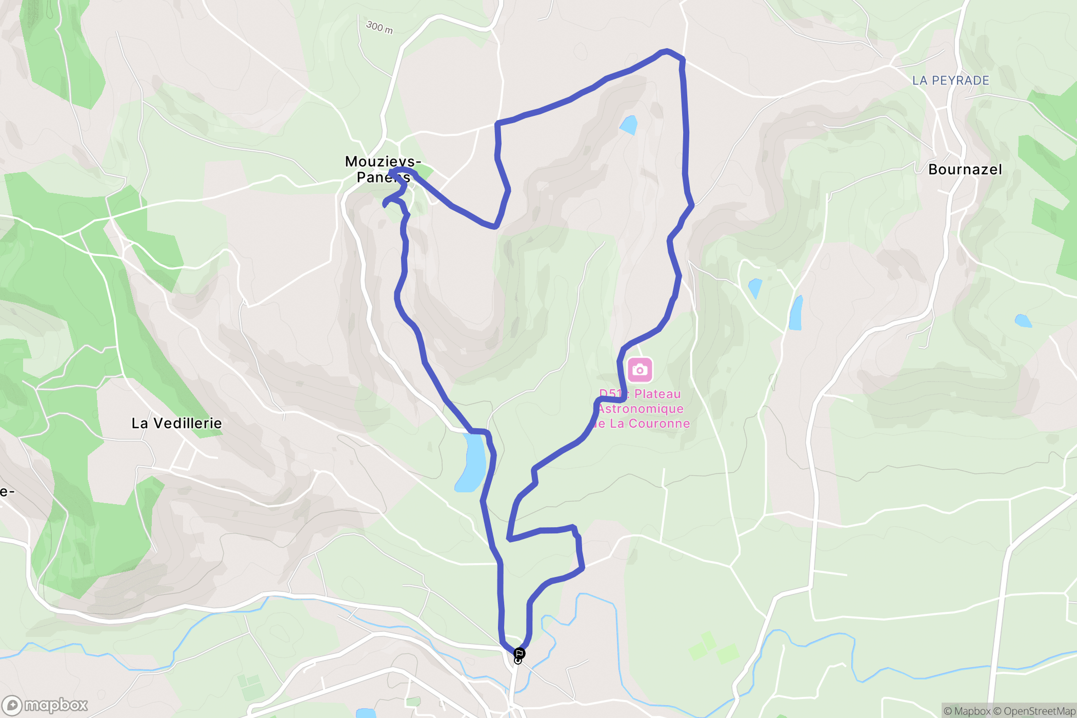 Cordes-sur-Ciel : carte du parcours de randonnée - France