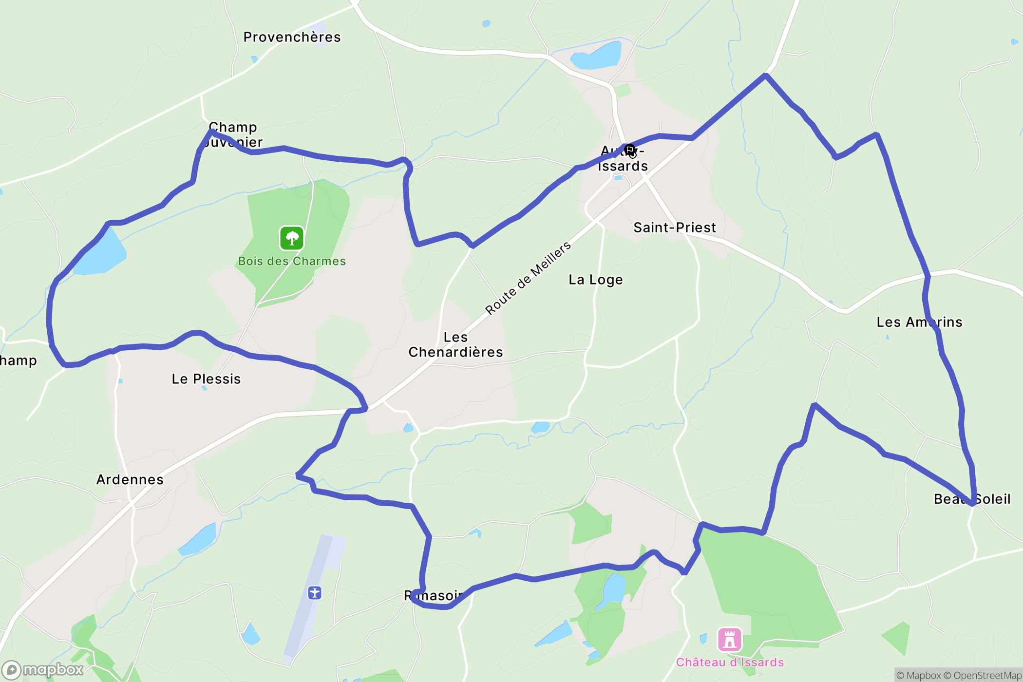 Autry-Issards : carte du parcours de randonnée - France
