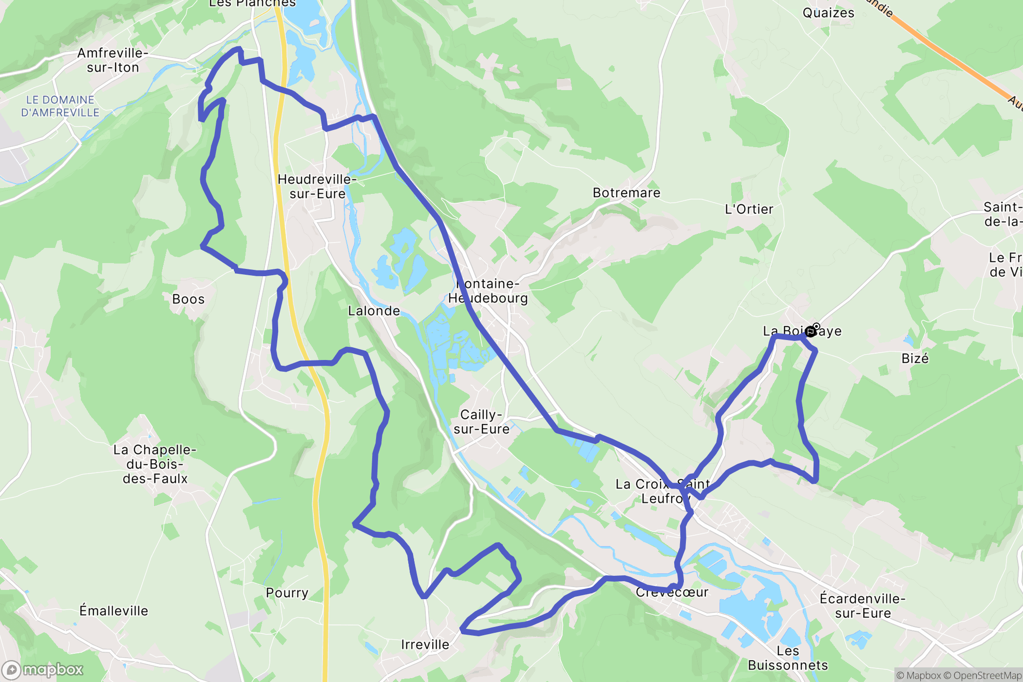 Clef Vallée d'Eure : carte du parcours de randonnée - France