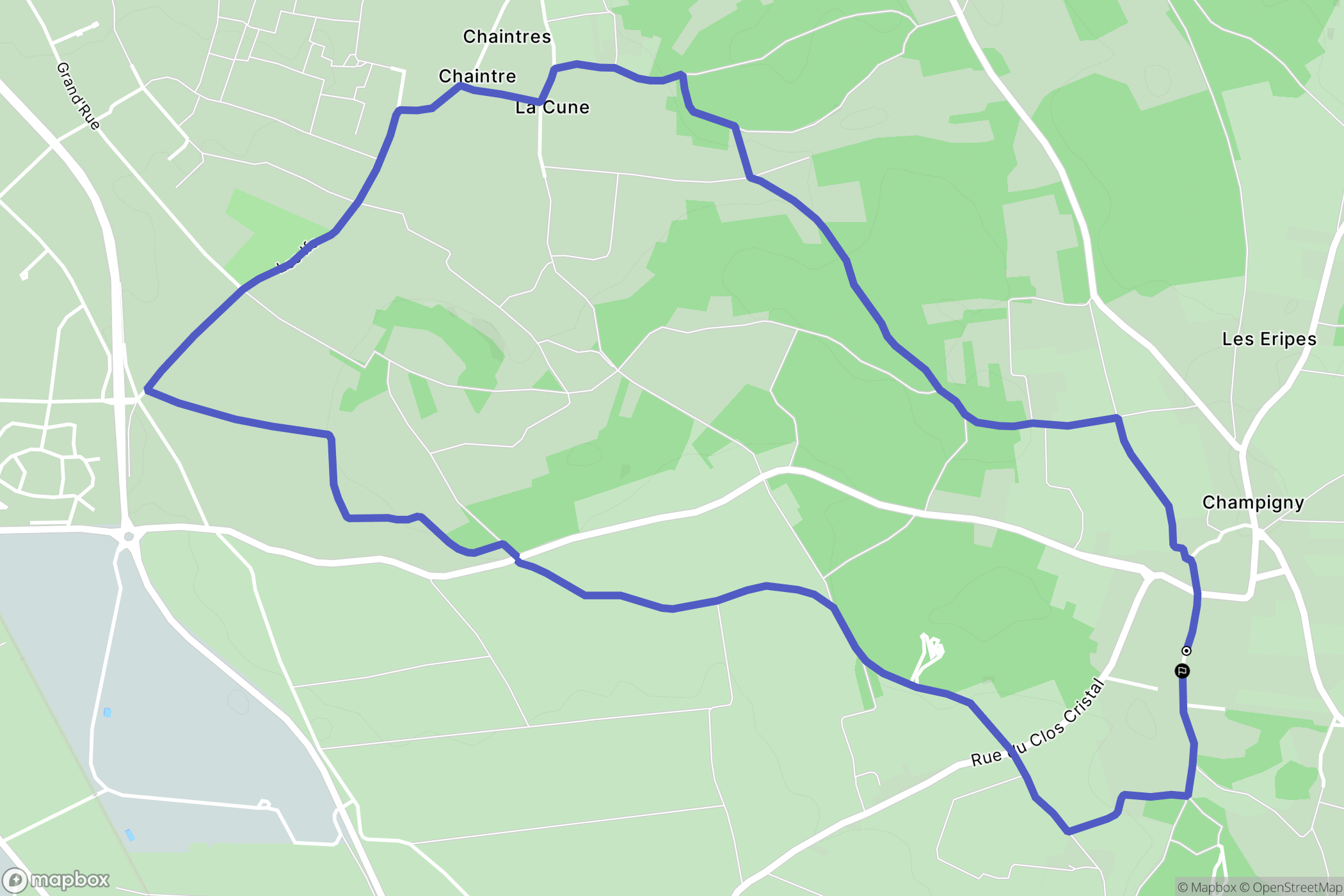Souzay-Champigny : carte du parcours de randonnée - France