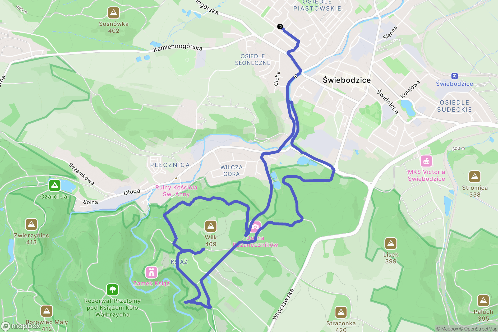 Świebodzice: mapa trasy - Poland
