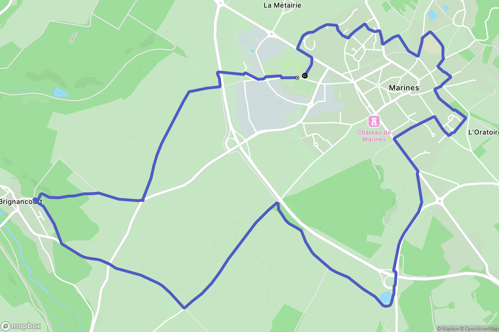Marines : carte du parcours de randonnée - France