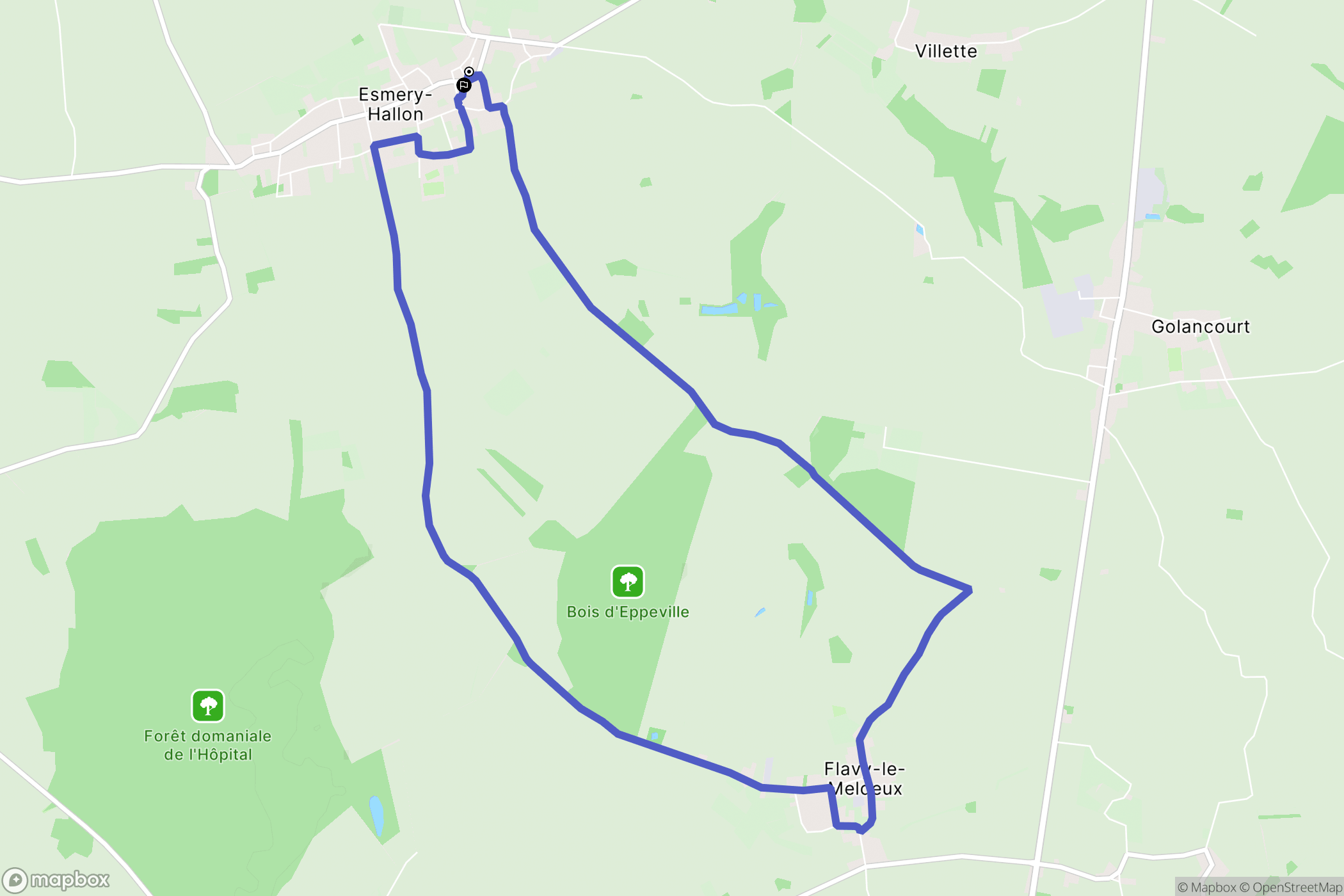 Esmery-Hallon : carte du parcours de randonnée - France