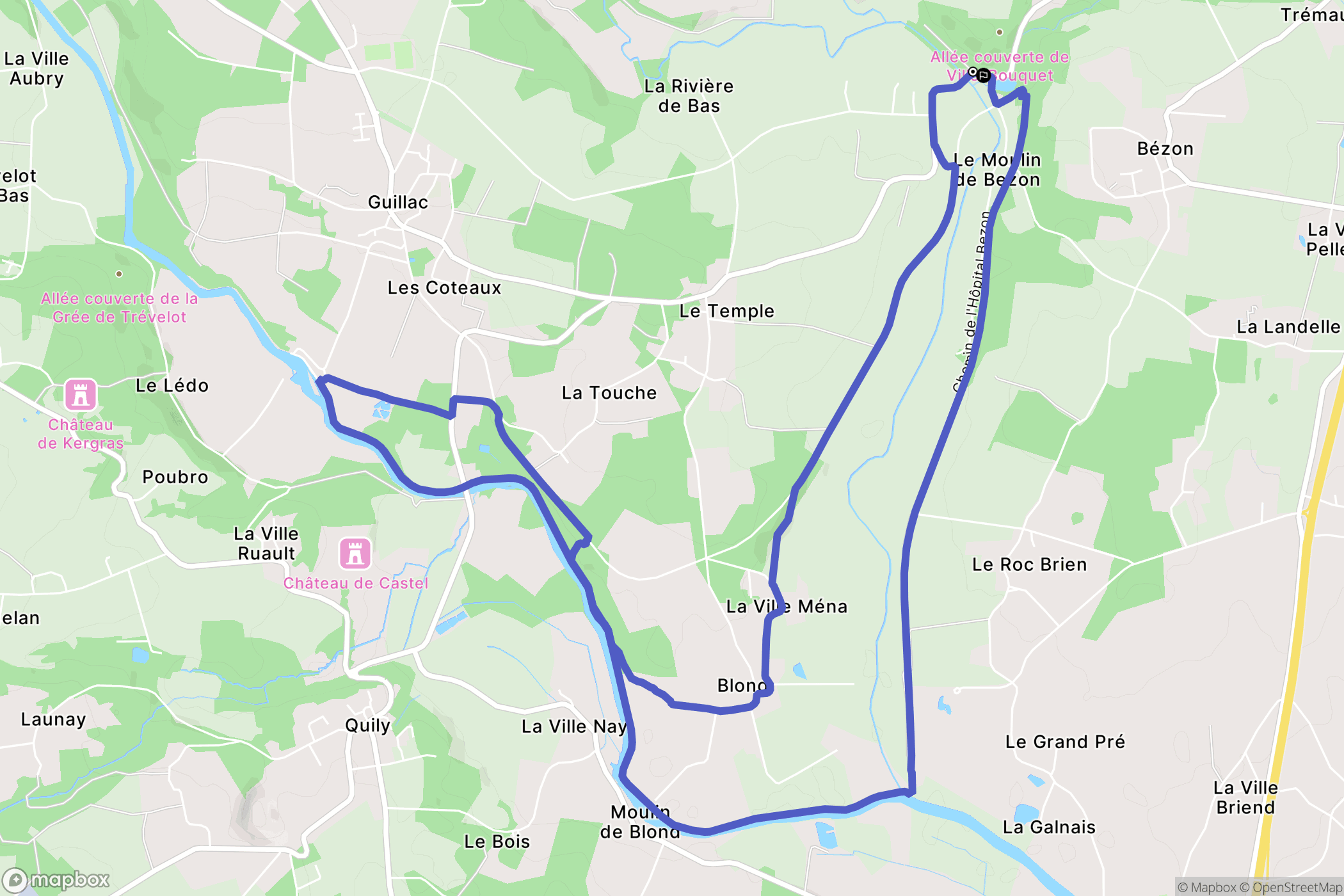 Ploërmel : carte du parcours de randonnée - France