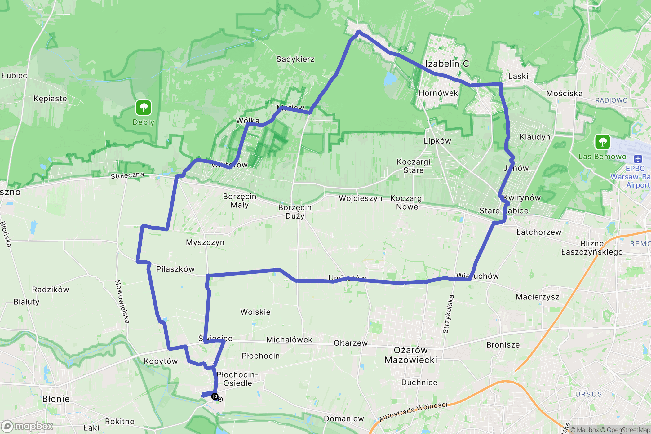 Józefów: mapa trasy - Poland