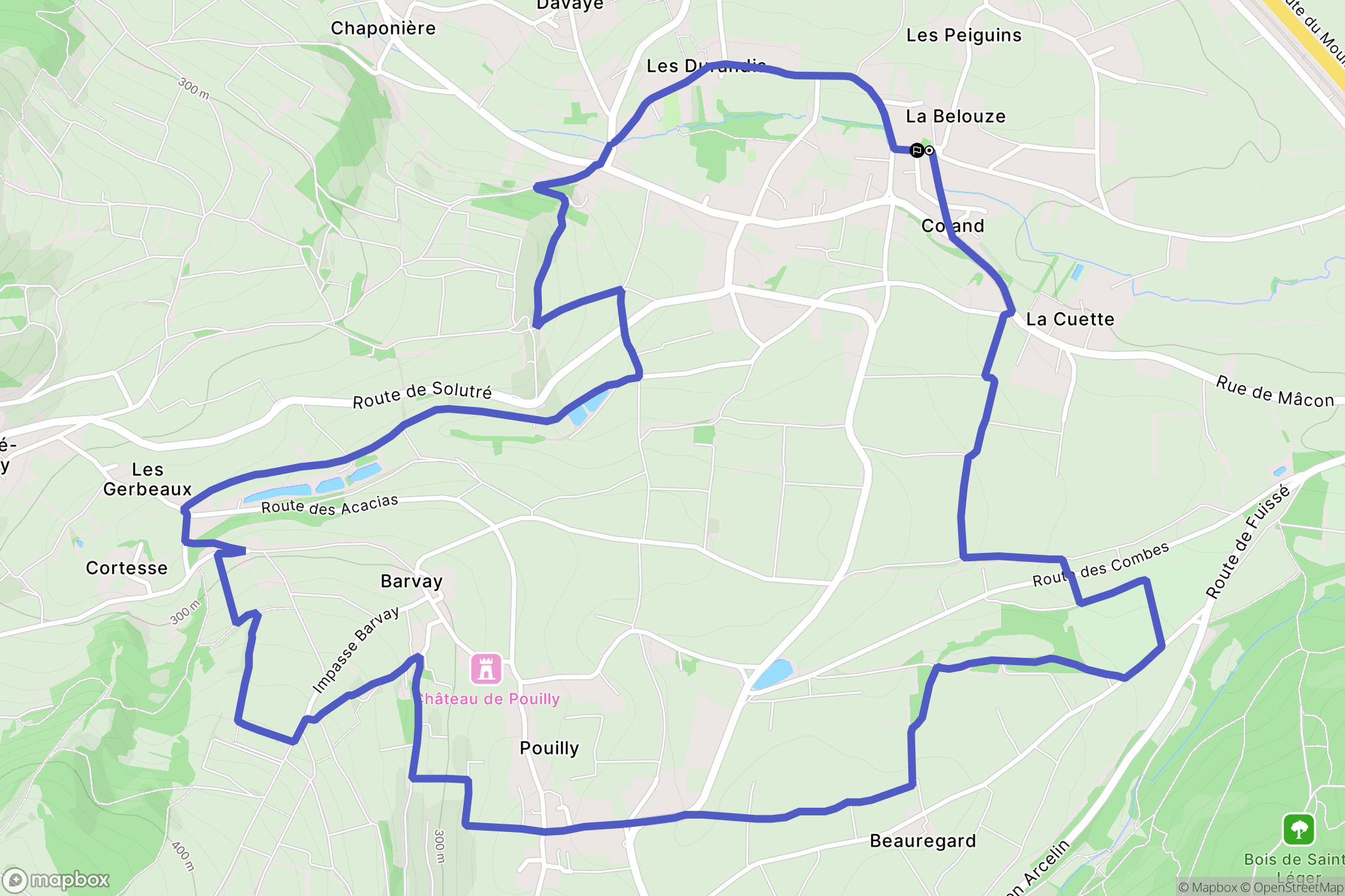 Davayé : carte du parcours de randonnée - France