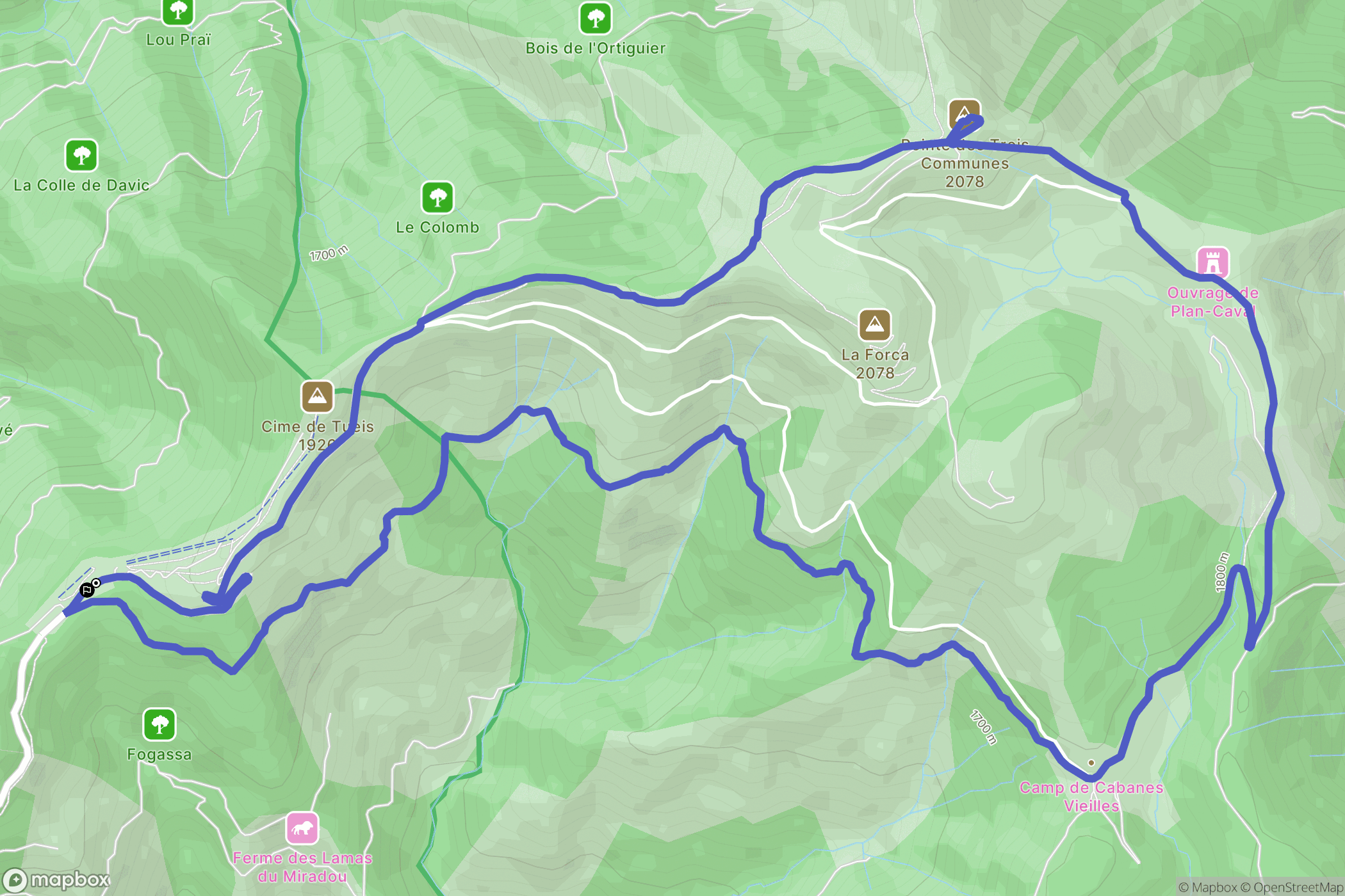 Moulinet : carte du parcours de randonnée - France