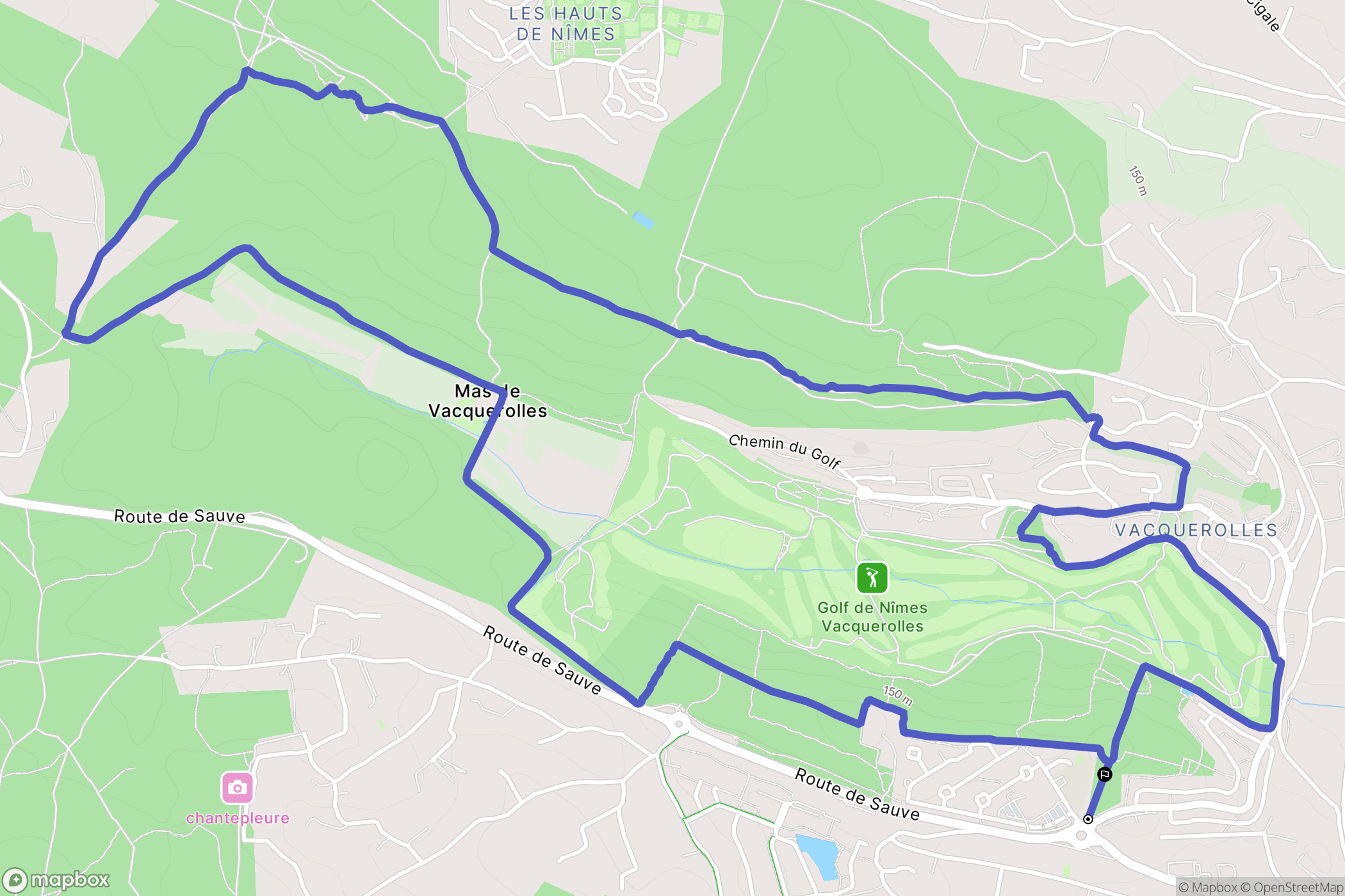 Nîmes : carte du parcours de randonnée - France