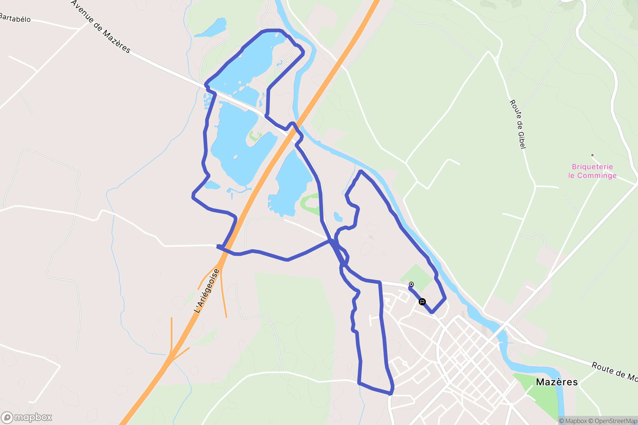Mazères : carte du parcours de randonnée - France
