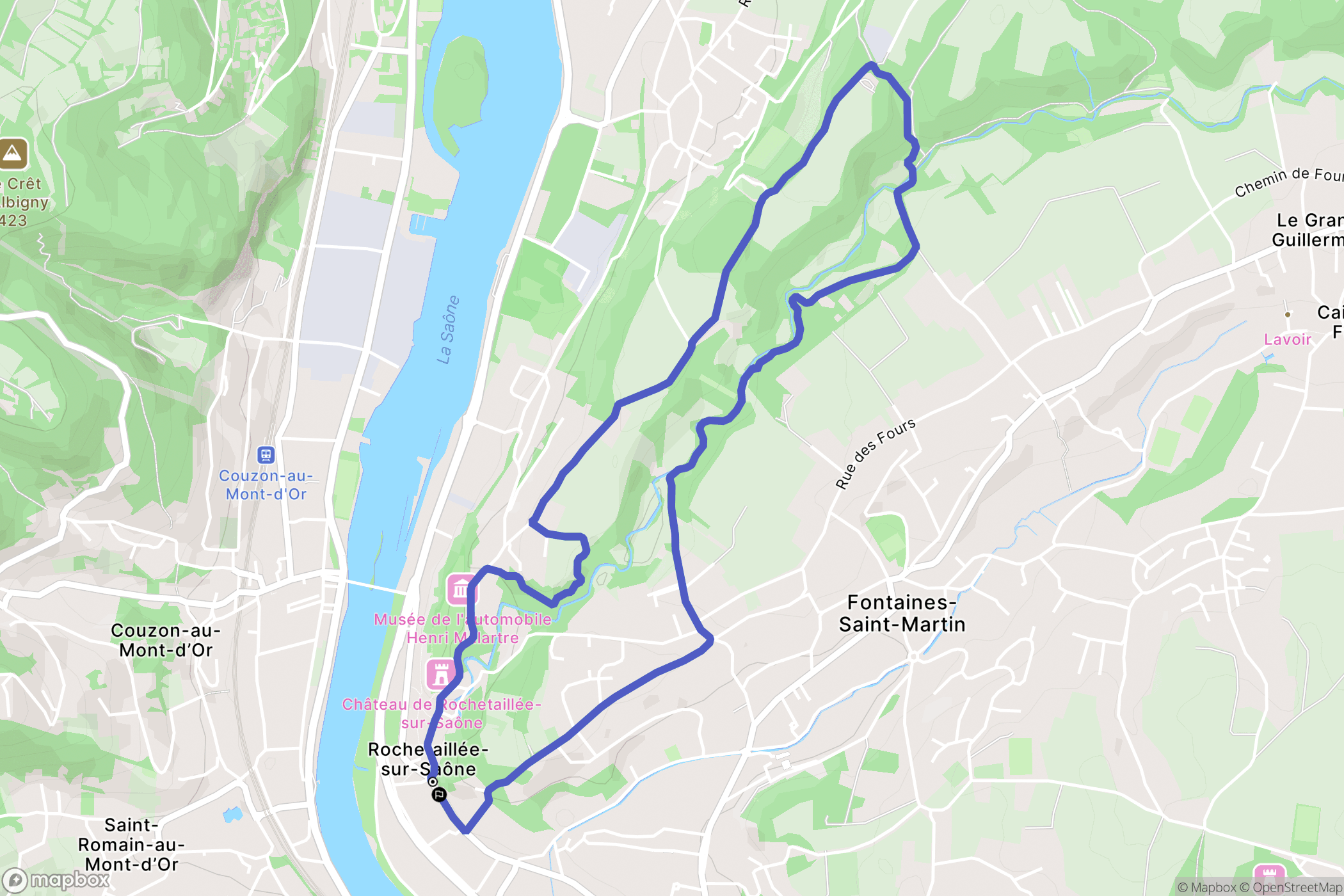 Rochetaillée-sur-Saône : carte du parcours de randonnée - France
