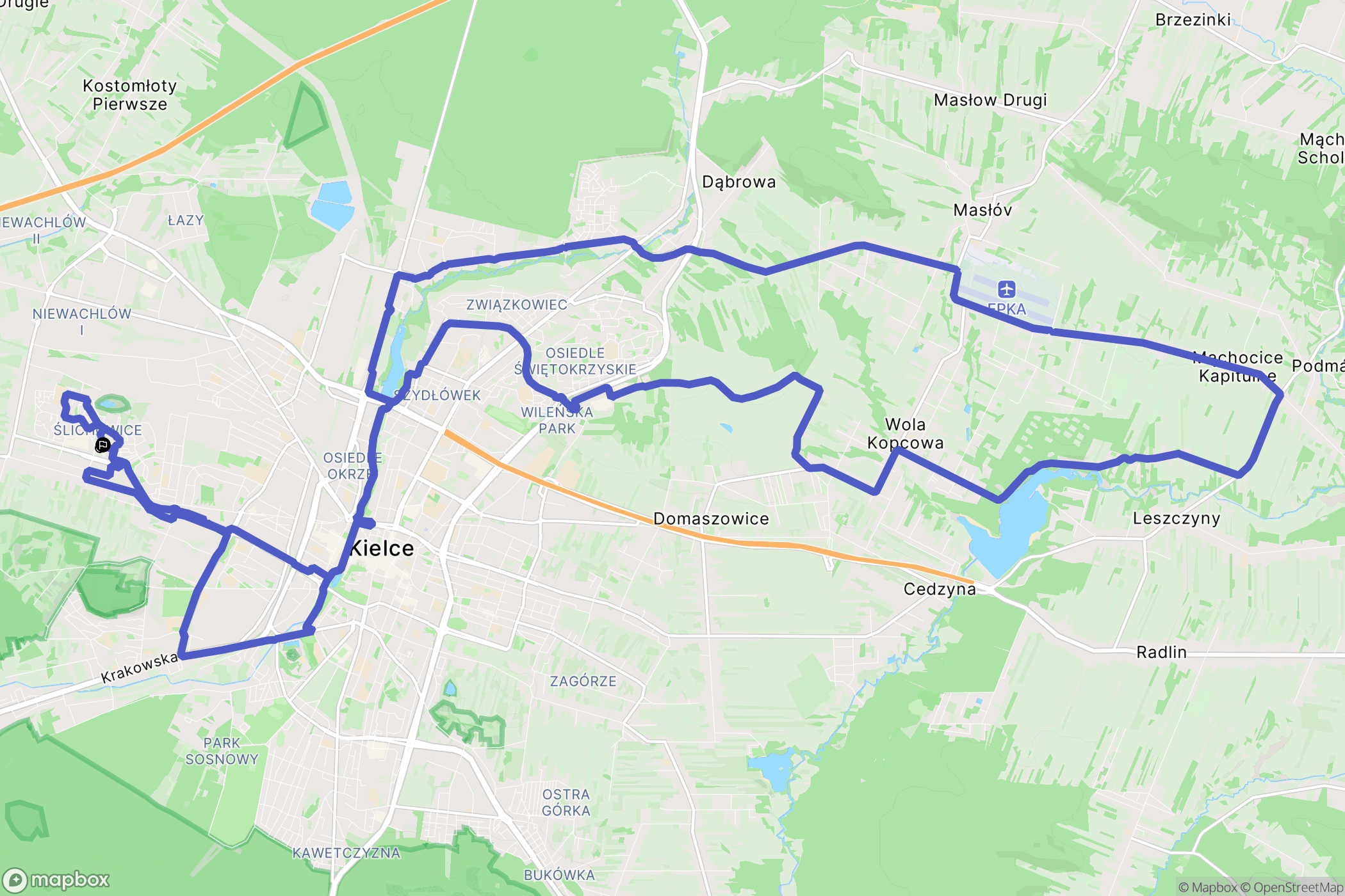 Kielce: mapa trasy - Poland