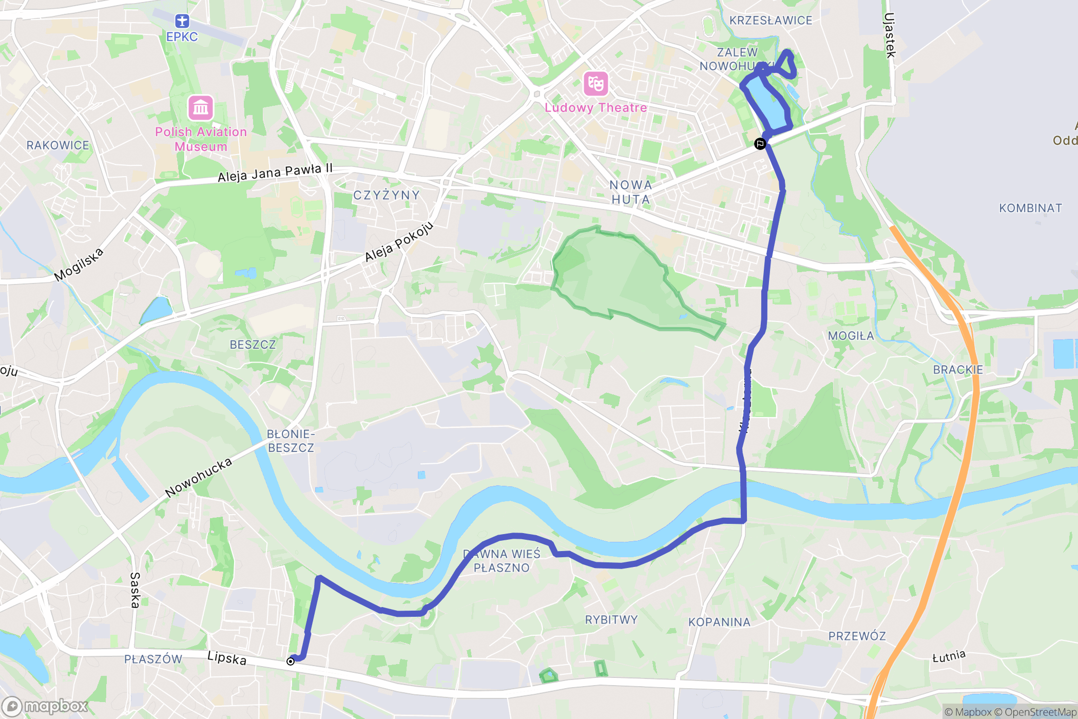 Kraków: mapa trasy - Poland