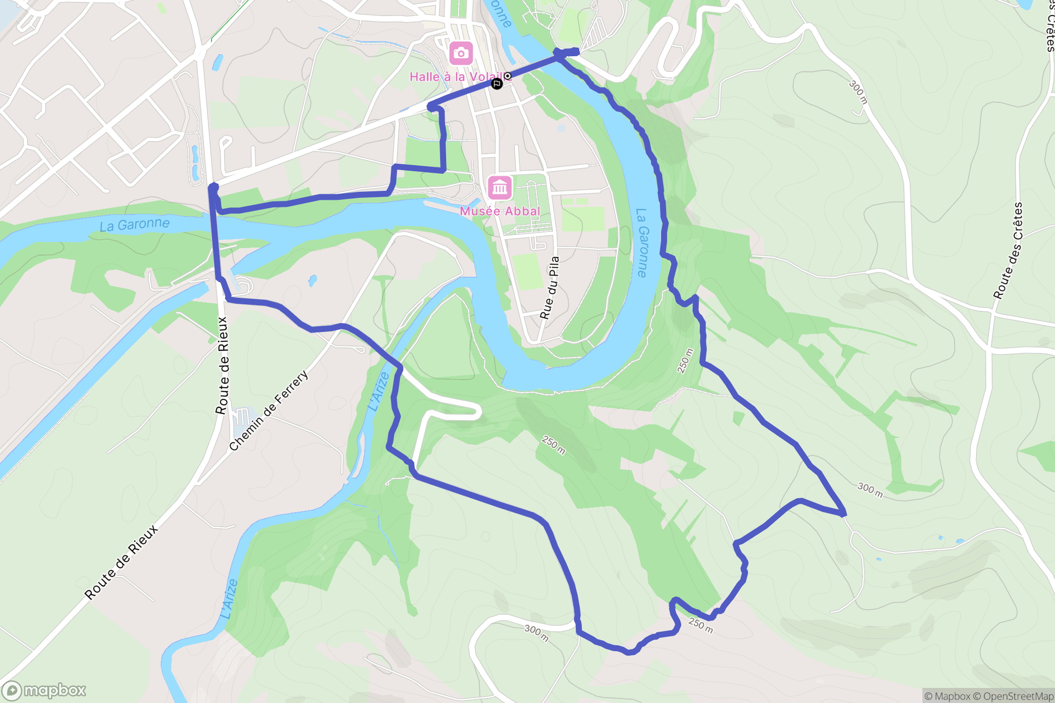 Carbonne : carte du parcours de randonnée - France