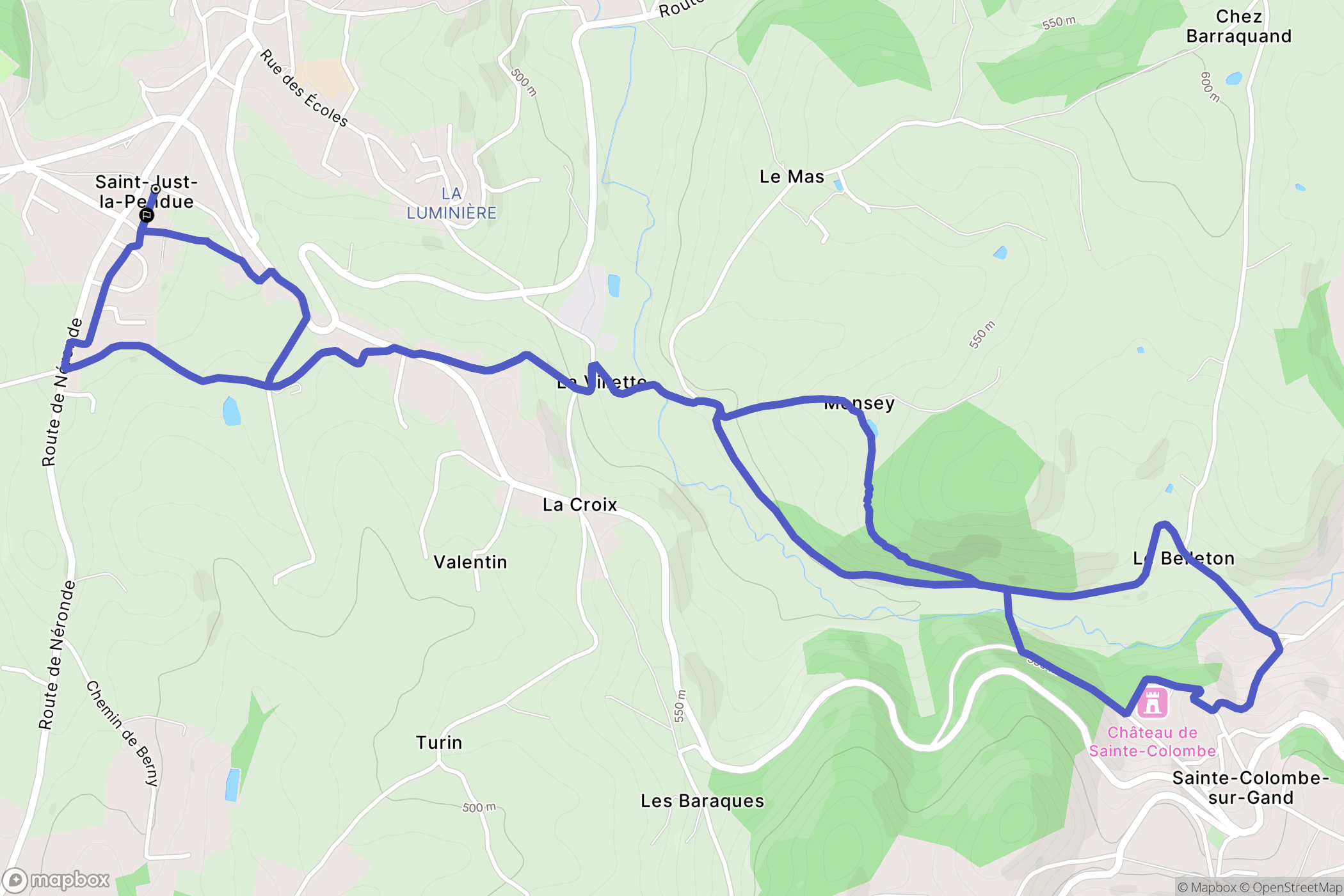 Saint-Just-la-Pendue : carte du parcours de randonnée - France