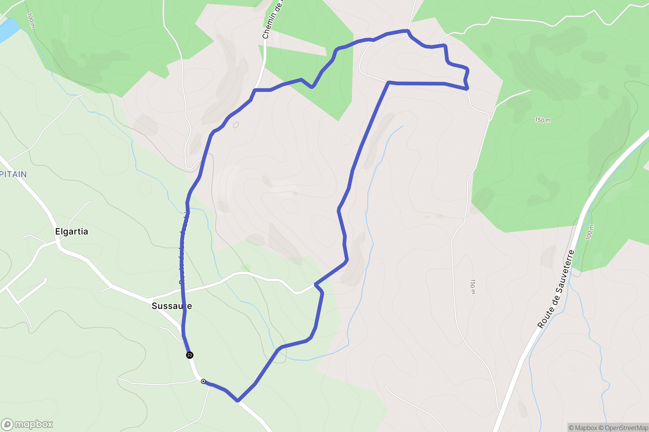 Arbouet-Sussaute : carte du parcours de randonnée - France