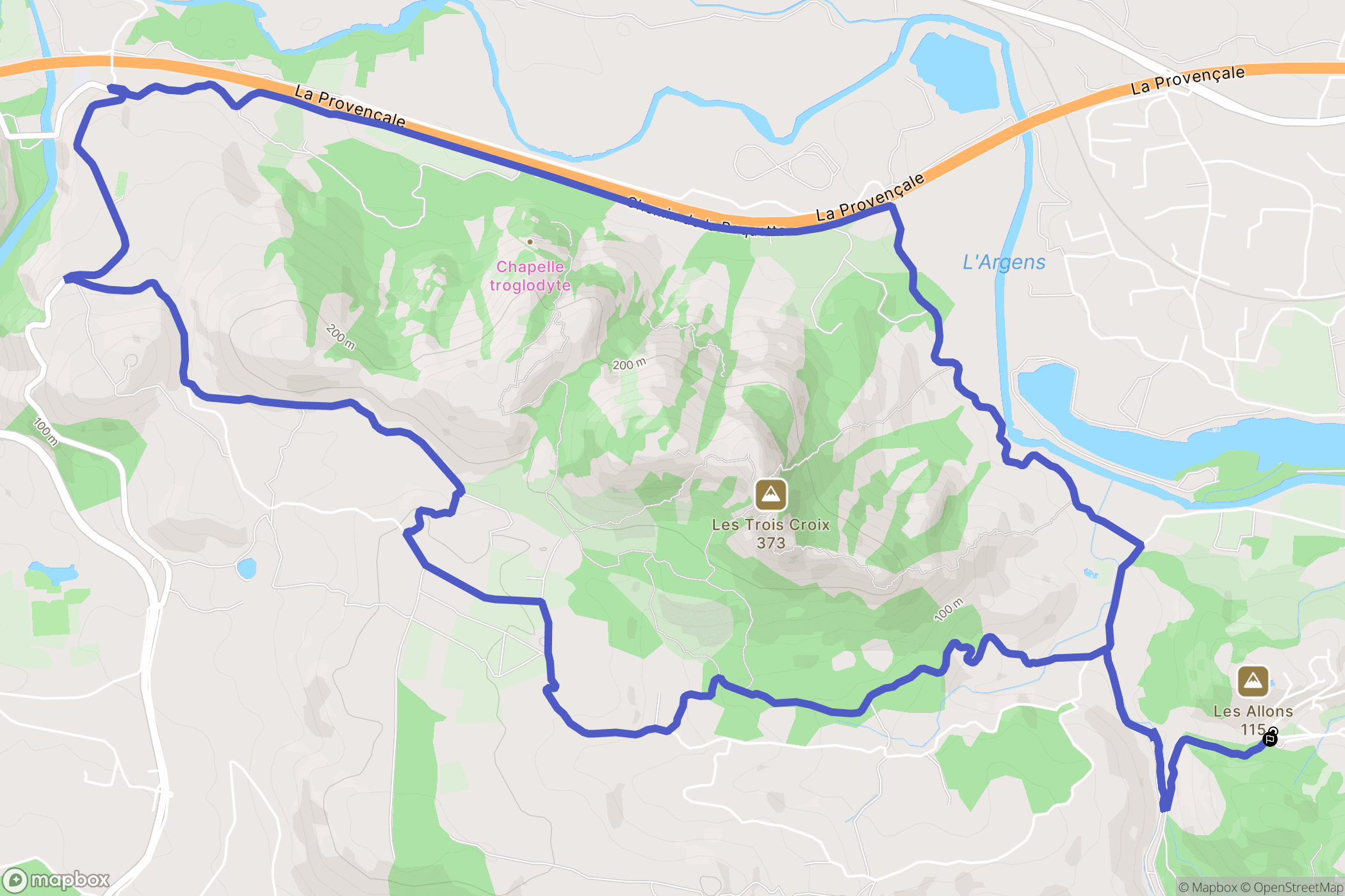 Roquebrune-sur-Argens : carte du parcours de randonnée - France