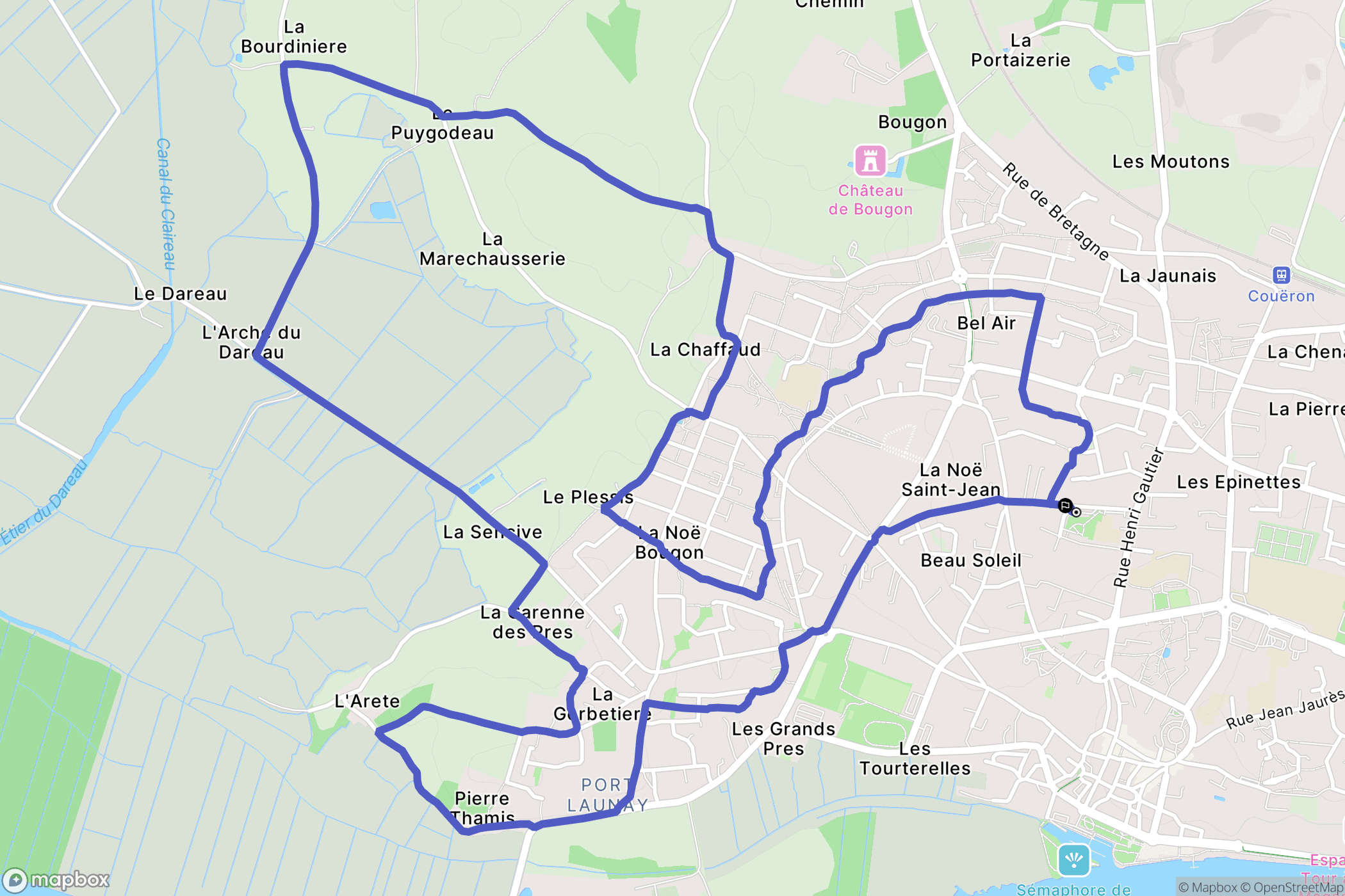 Couëron : carte du parcours de randonnée - France