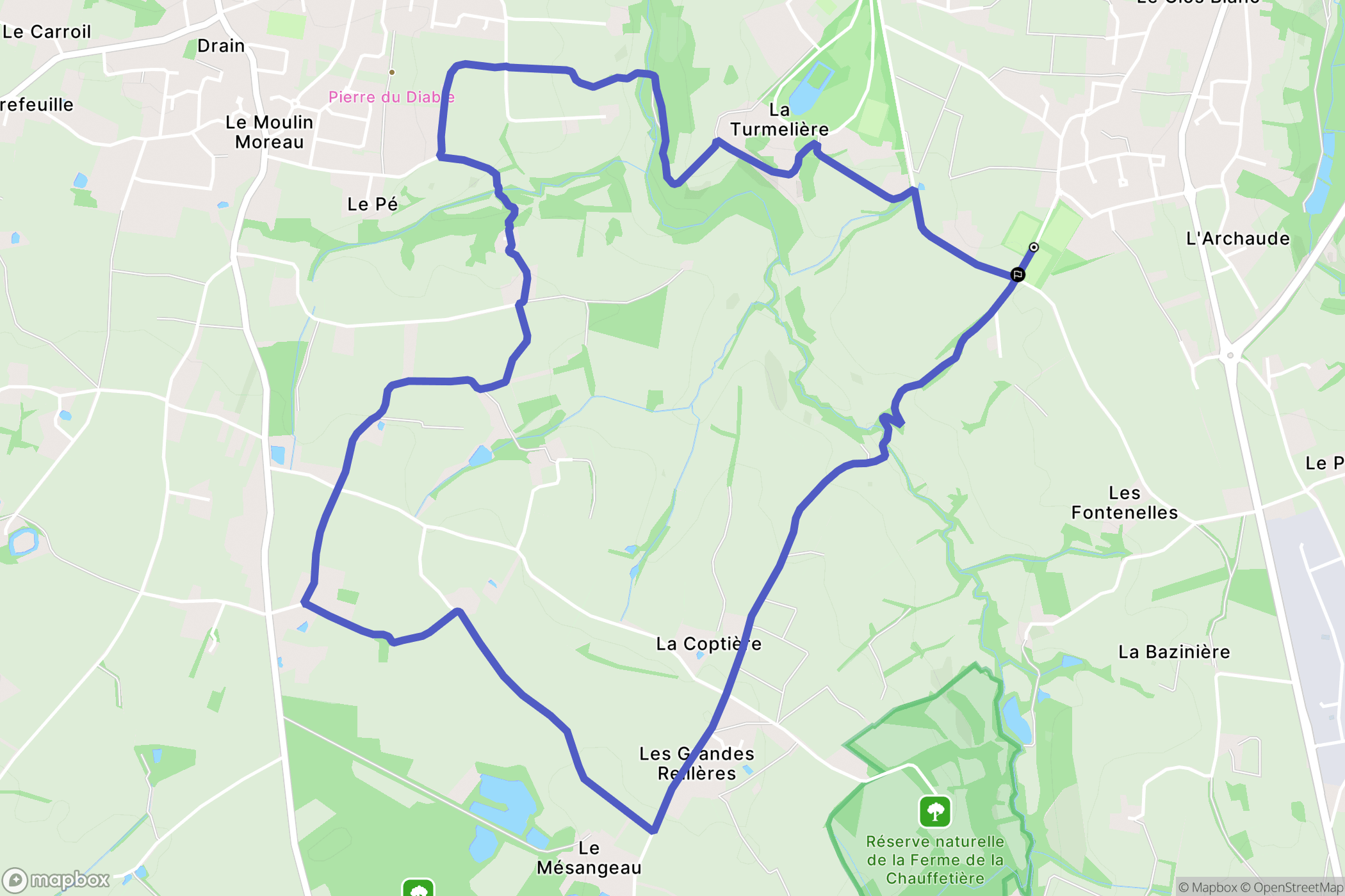 Orée d'Anjou : carte du parcours de randonnée - France