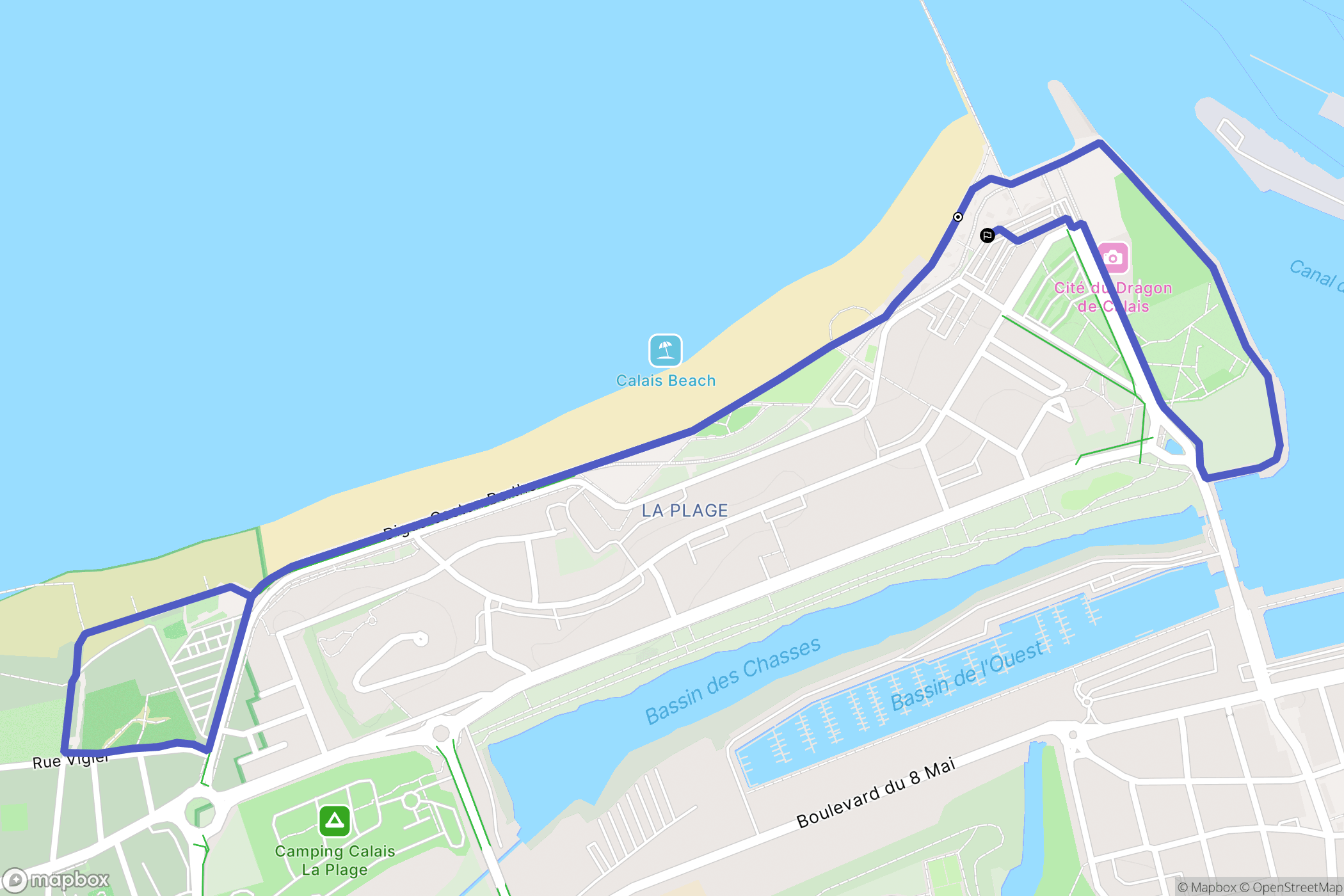 Calais : carte du parcours de randonnée - France