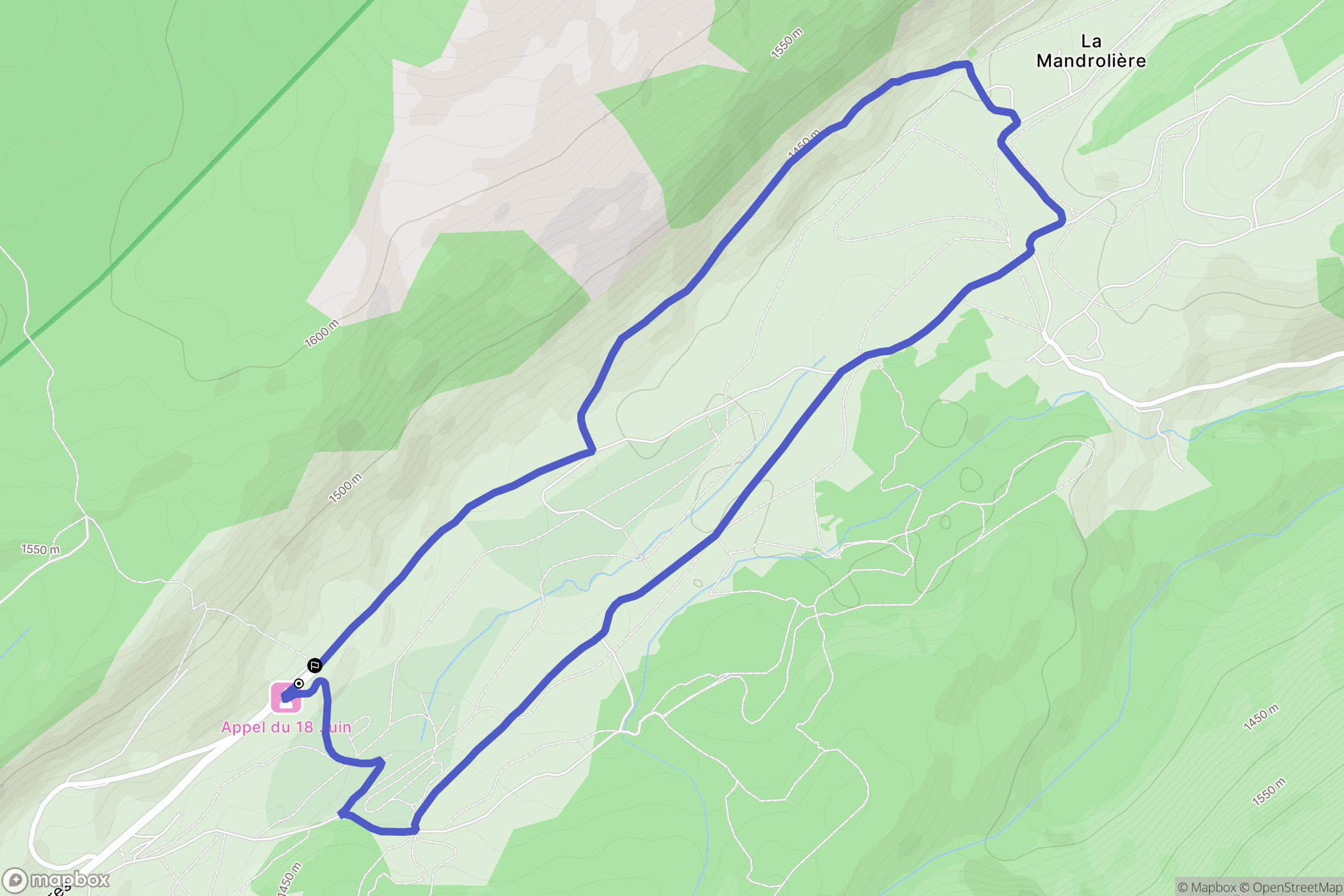 Fillière : carte du parcours de randonnée - France