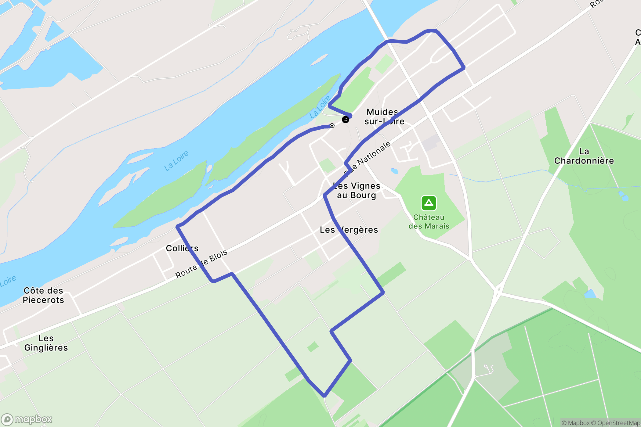 Muides-sur-Loire : carte du parcours de randonnée - France