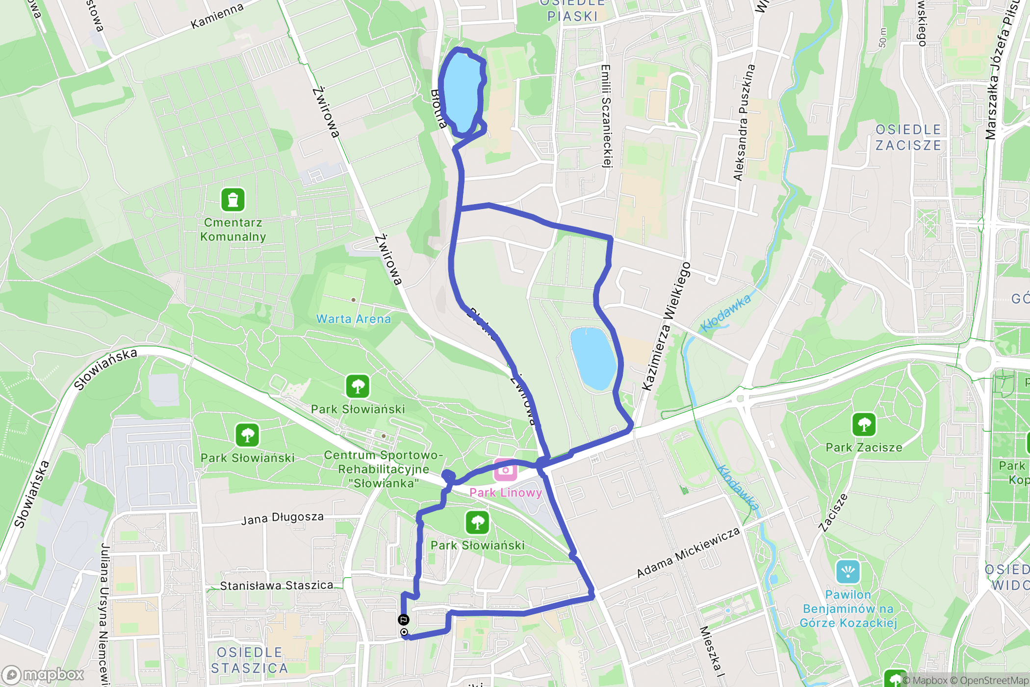 Gorzów Wielkopolski: mapa trasy - Poland