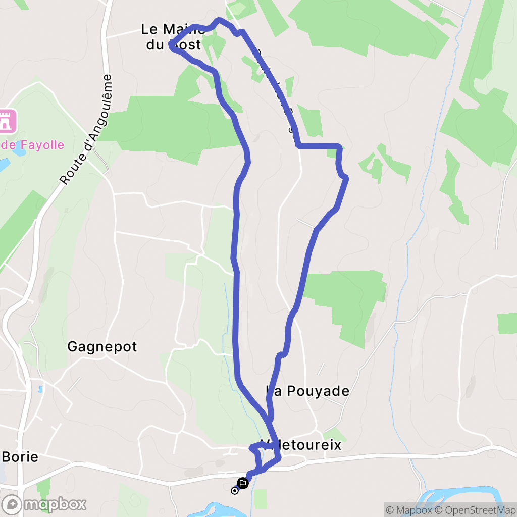 Villetoureix : carte du parcours de randonnée - France