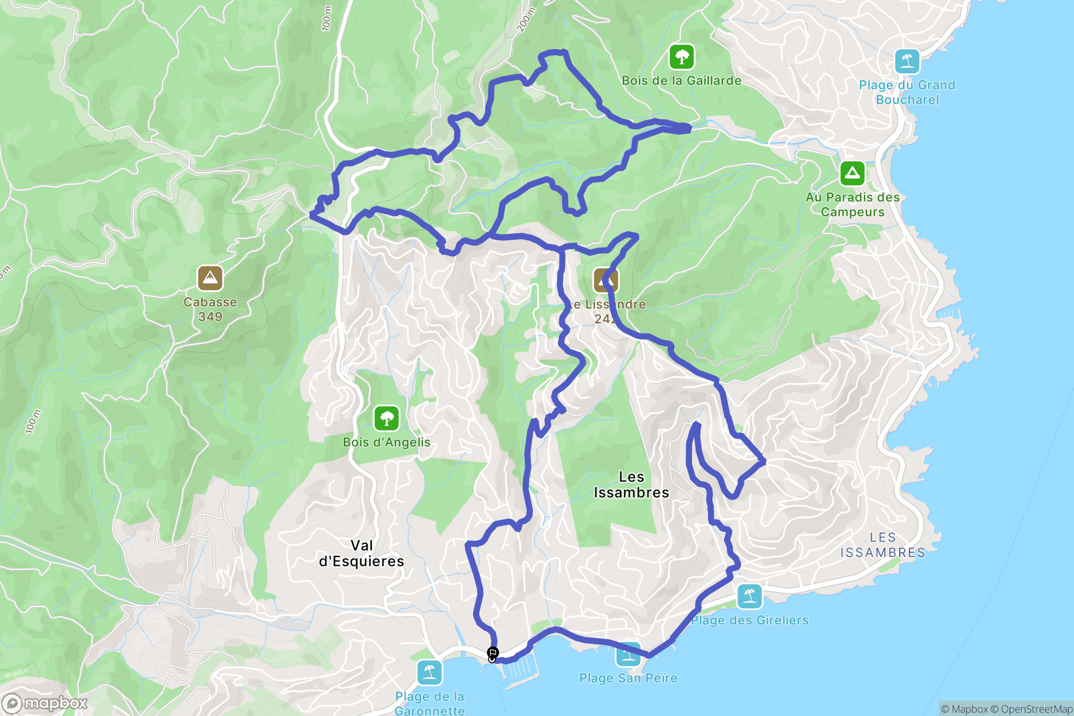 Roquebrune-sur-Argens : carte du parcours de randonnée - France