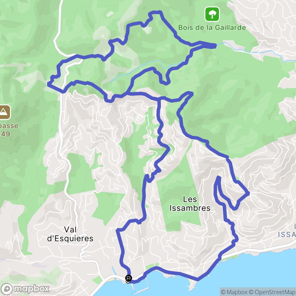 Roquebrune-sur-Argens : carte du parcours de randonnée - France