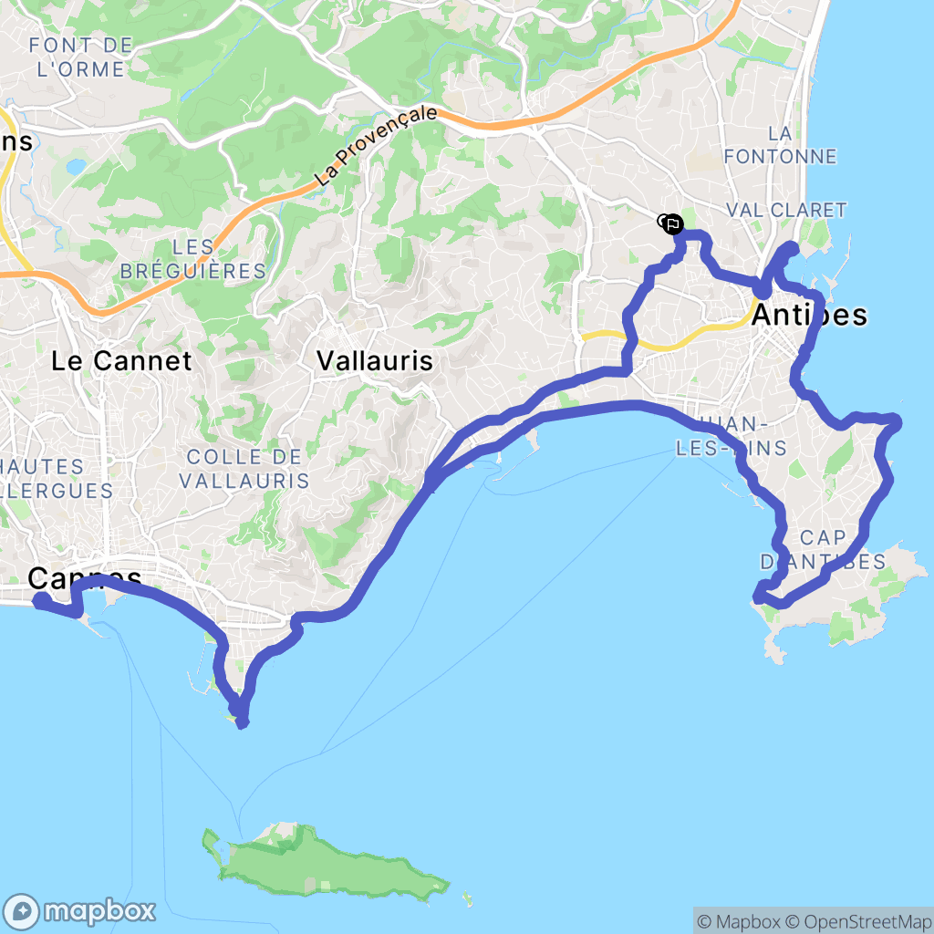 Antibes : carte du parcours de randonnée - France
