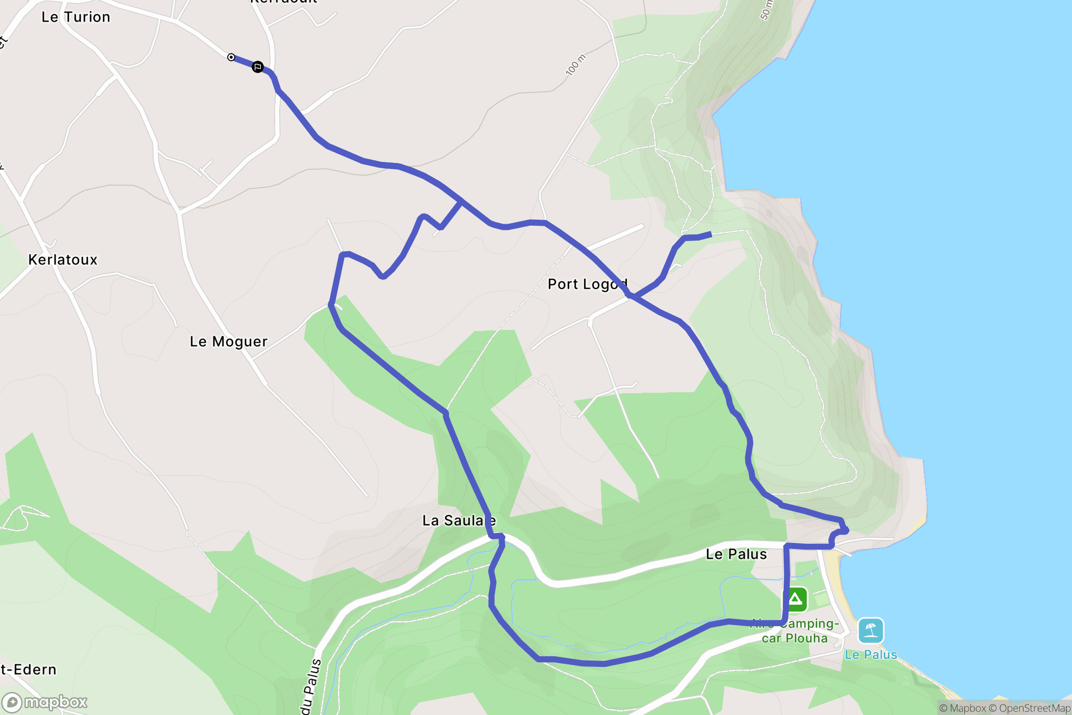Plouha : carte du parcours de randonnée - France