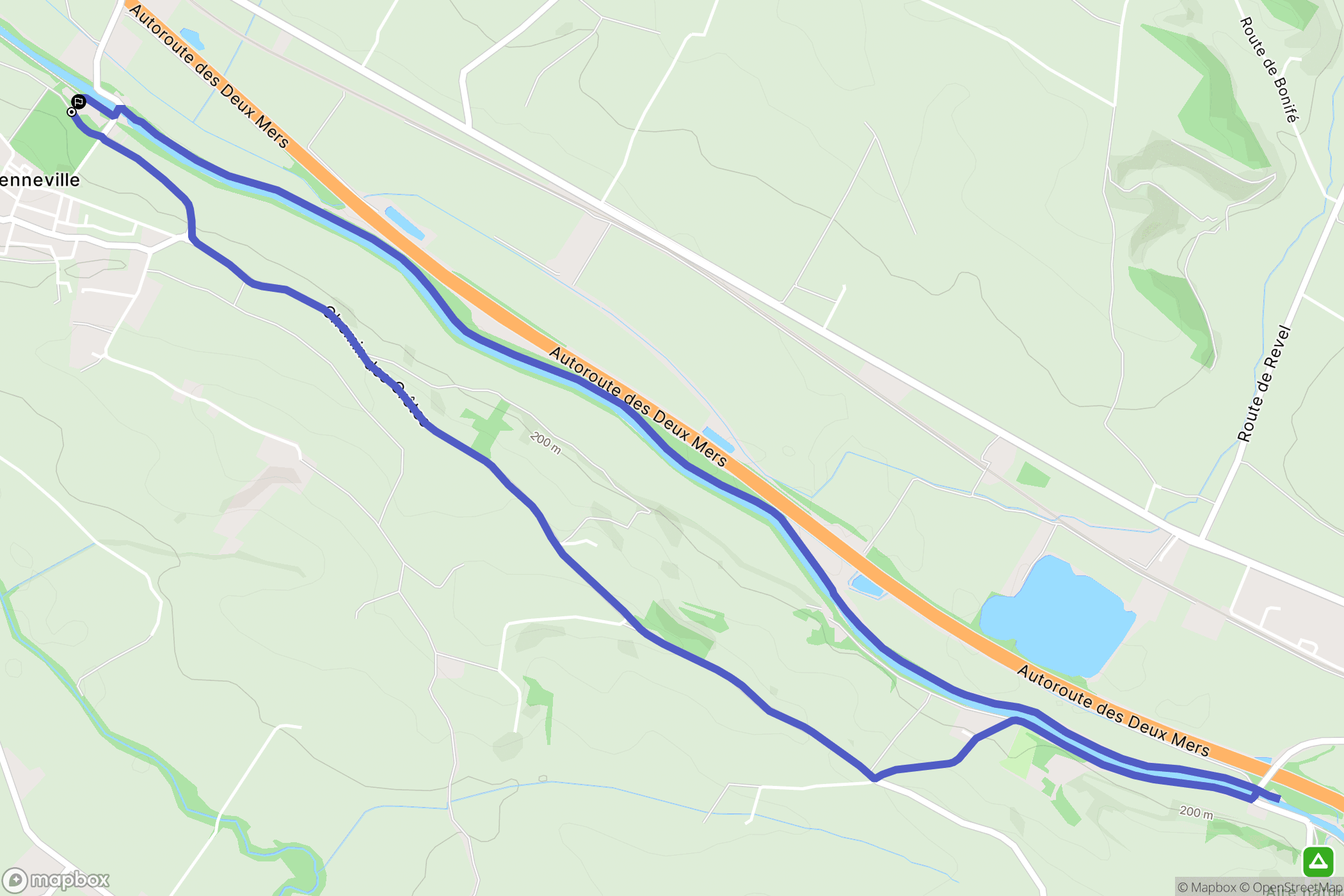 Renneville : carte du parcours de randonnée - France