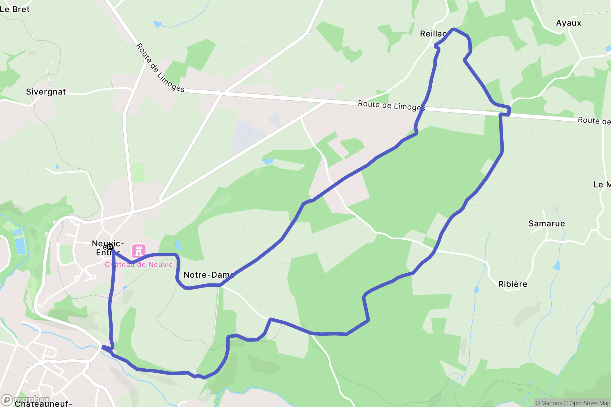 Neuvic-Entier : carte du parcours de randonnée - France
