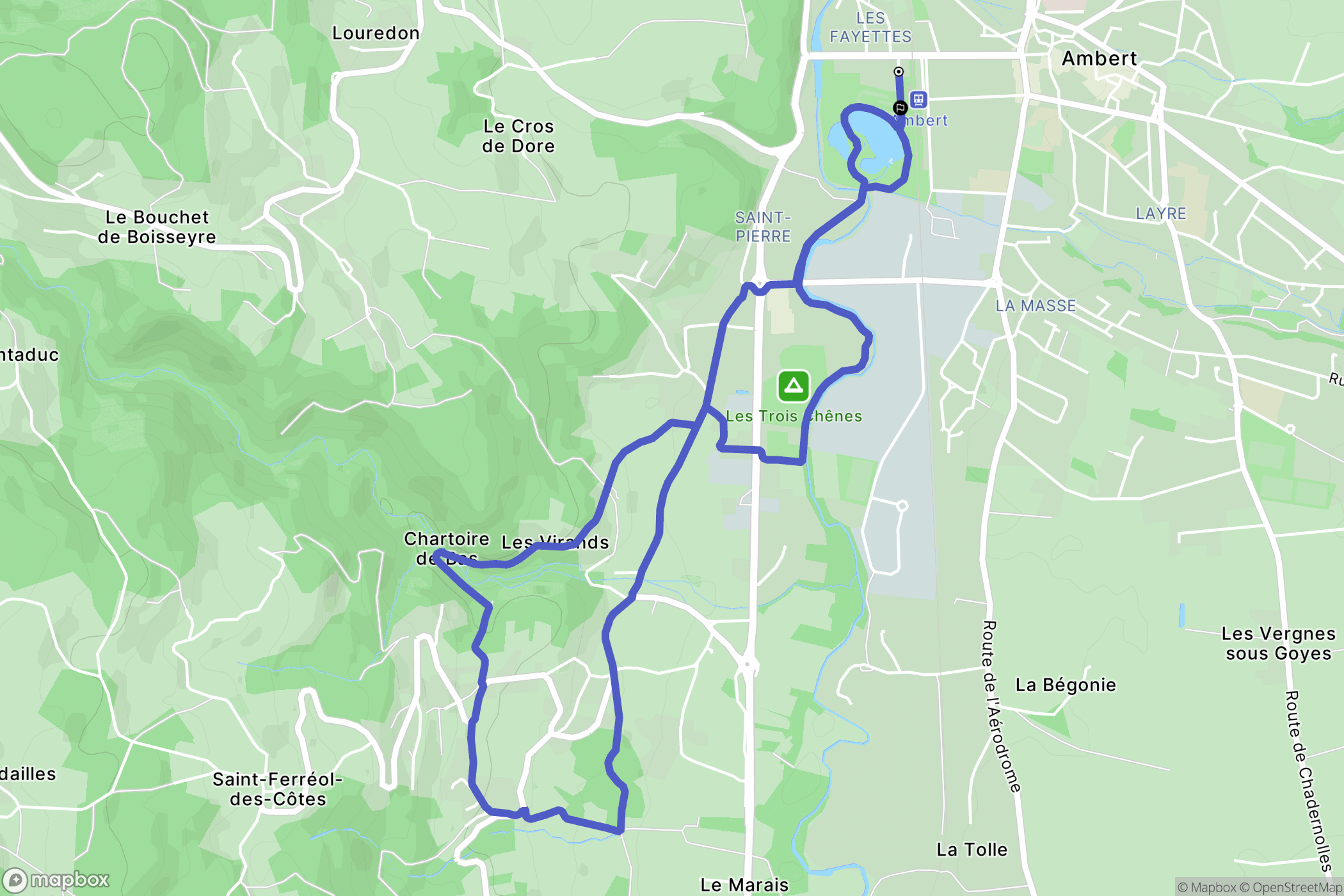 Ambert : carte du parcours de randonnée - France