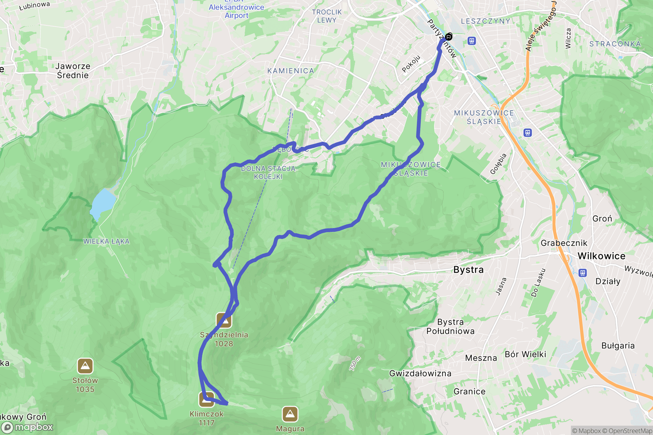 Bielsko-Biała: mapa trasy - Poland