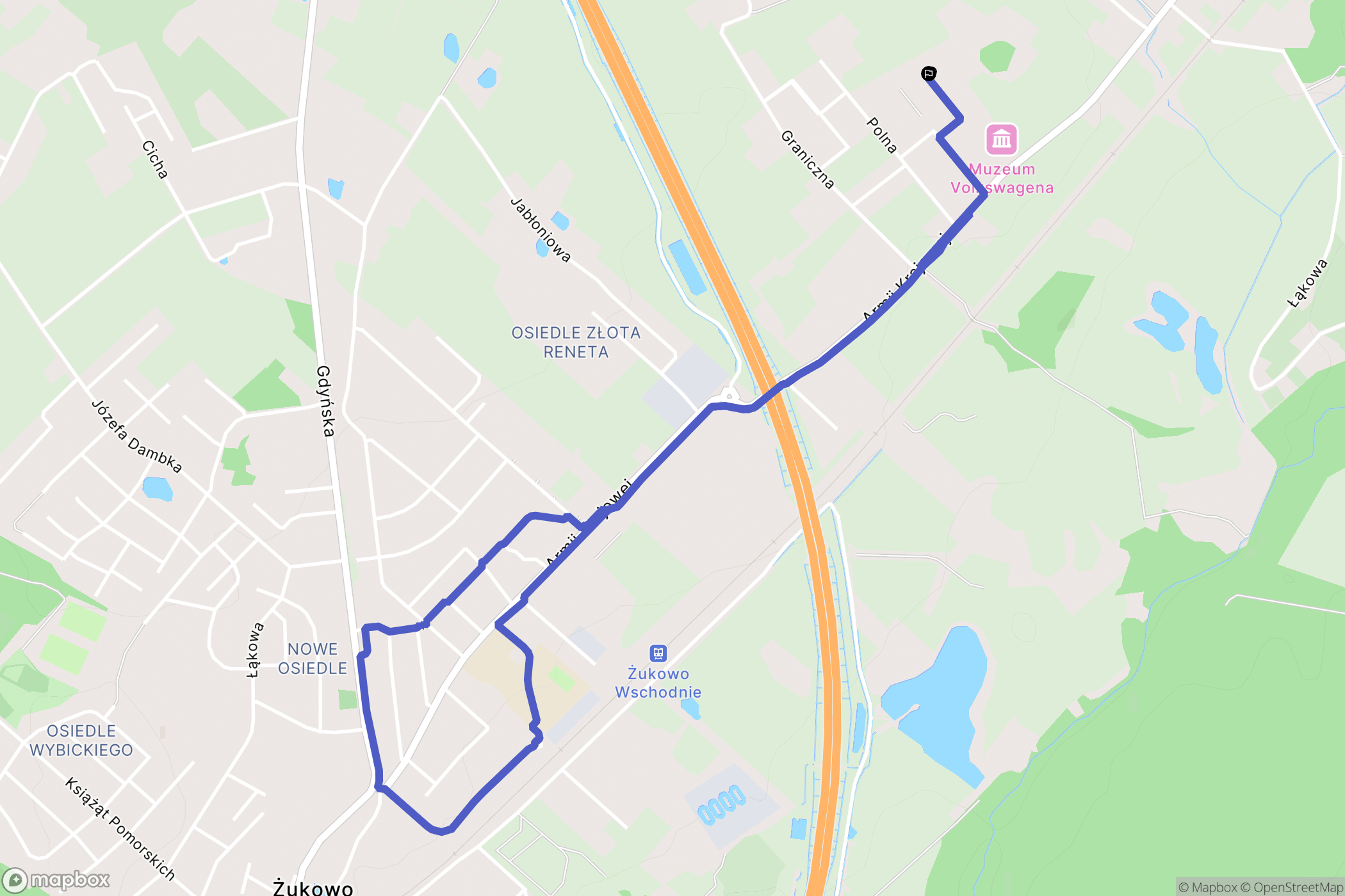 Pępowo: mapa trasy - Poland