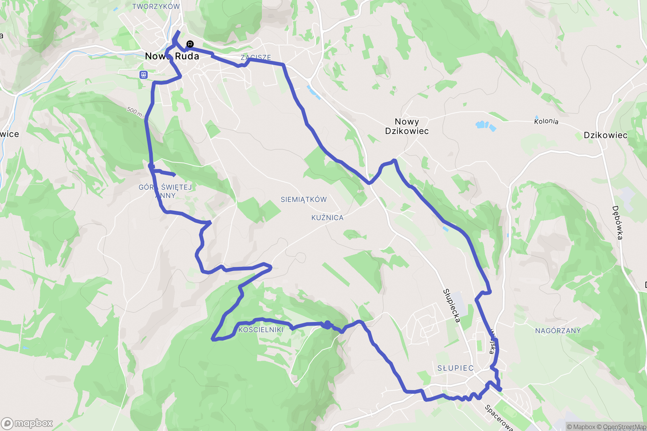 Nowa Ruda: mapa trasy - Poland
