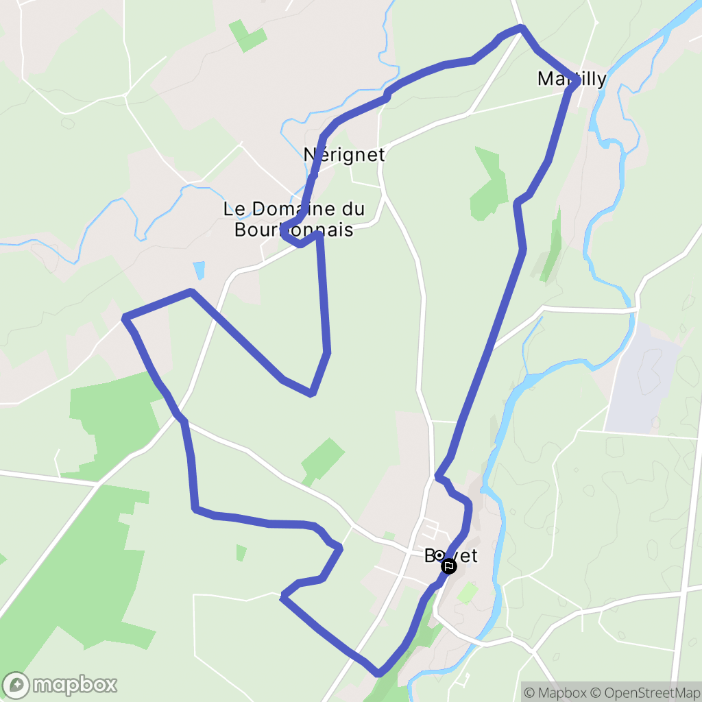 Bayet : carte du parcours de randonnée - France