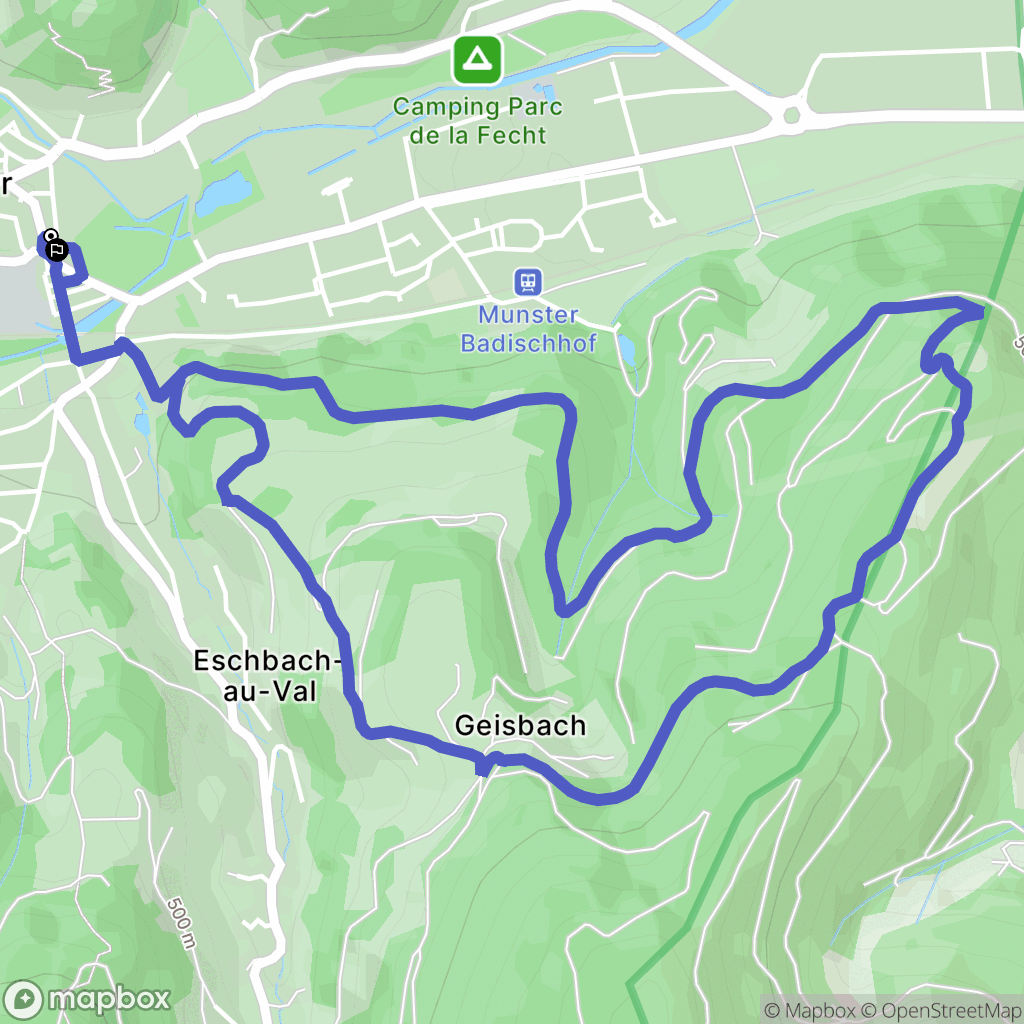 Munster : carte du parcours de randonnée - France