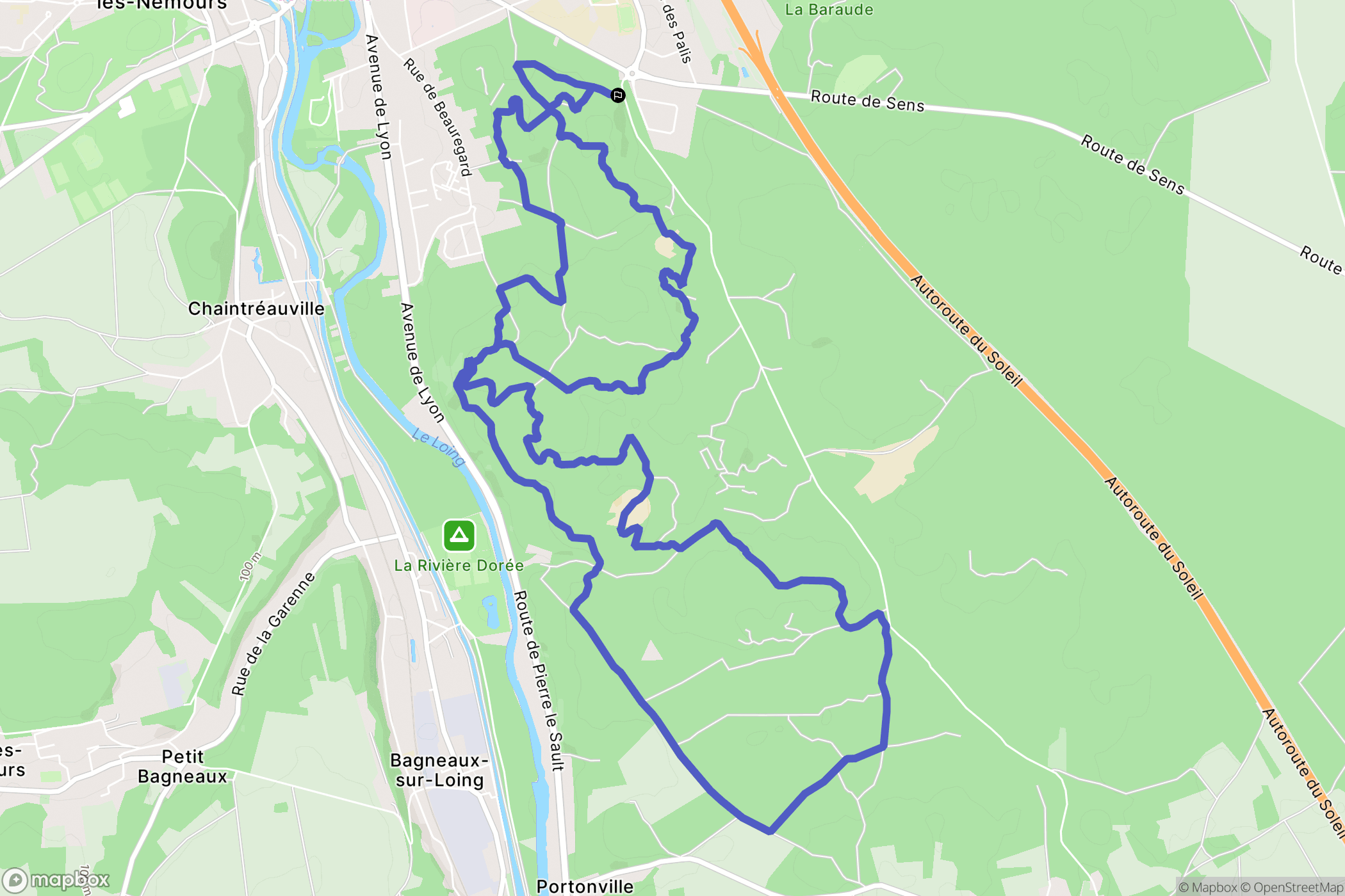 Nemours : carte du parcours de randonnée - France